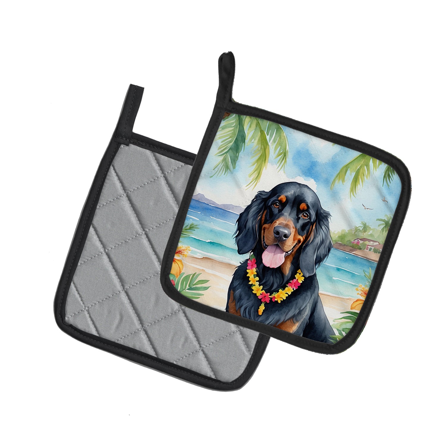 Buy this Gordon Setter Luau Pair of Pot Holders