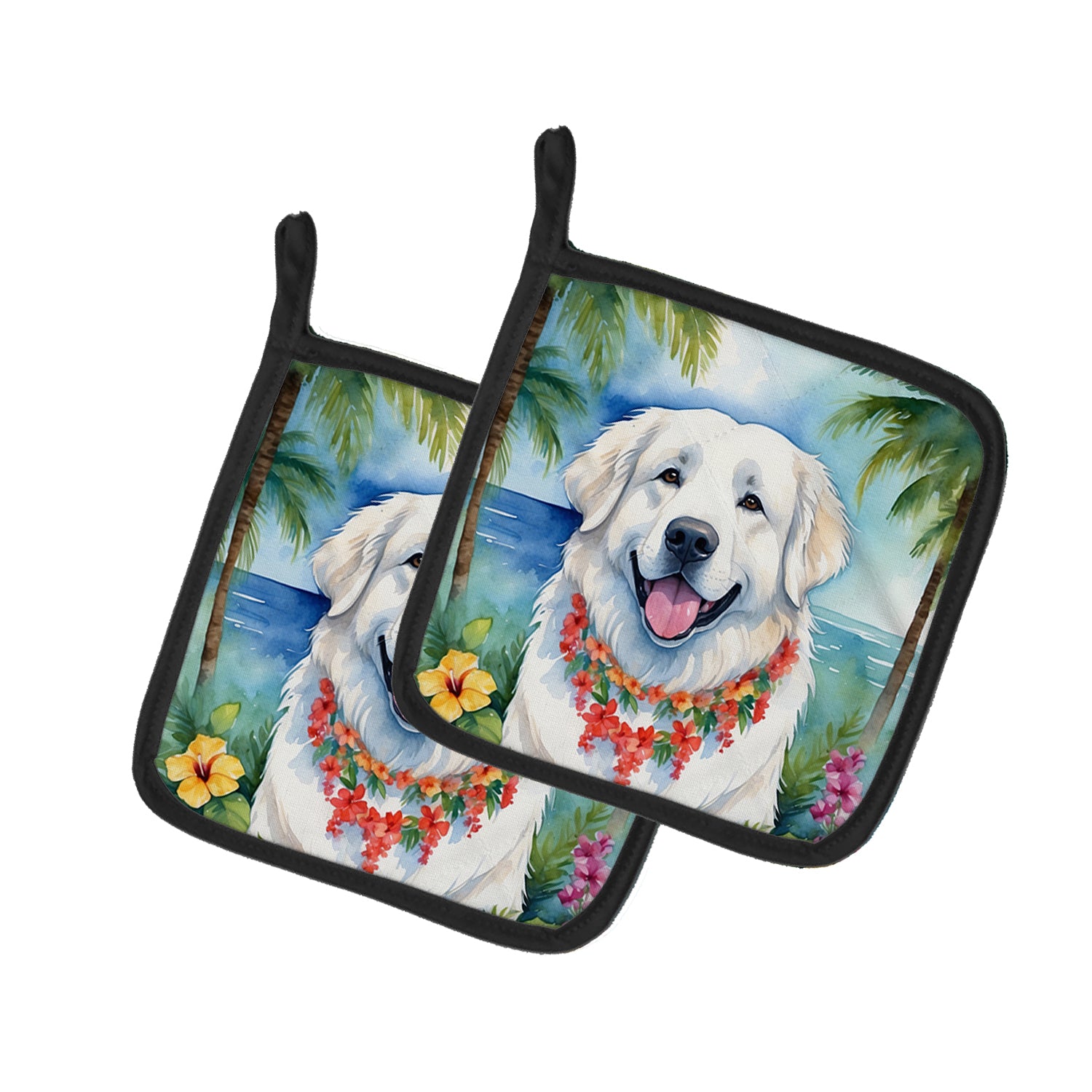 Buy this Great Pyrenees Luau Pair of Pot Holders