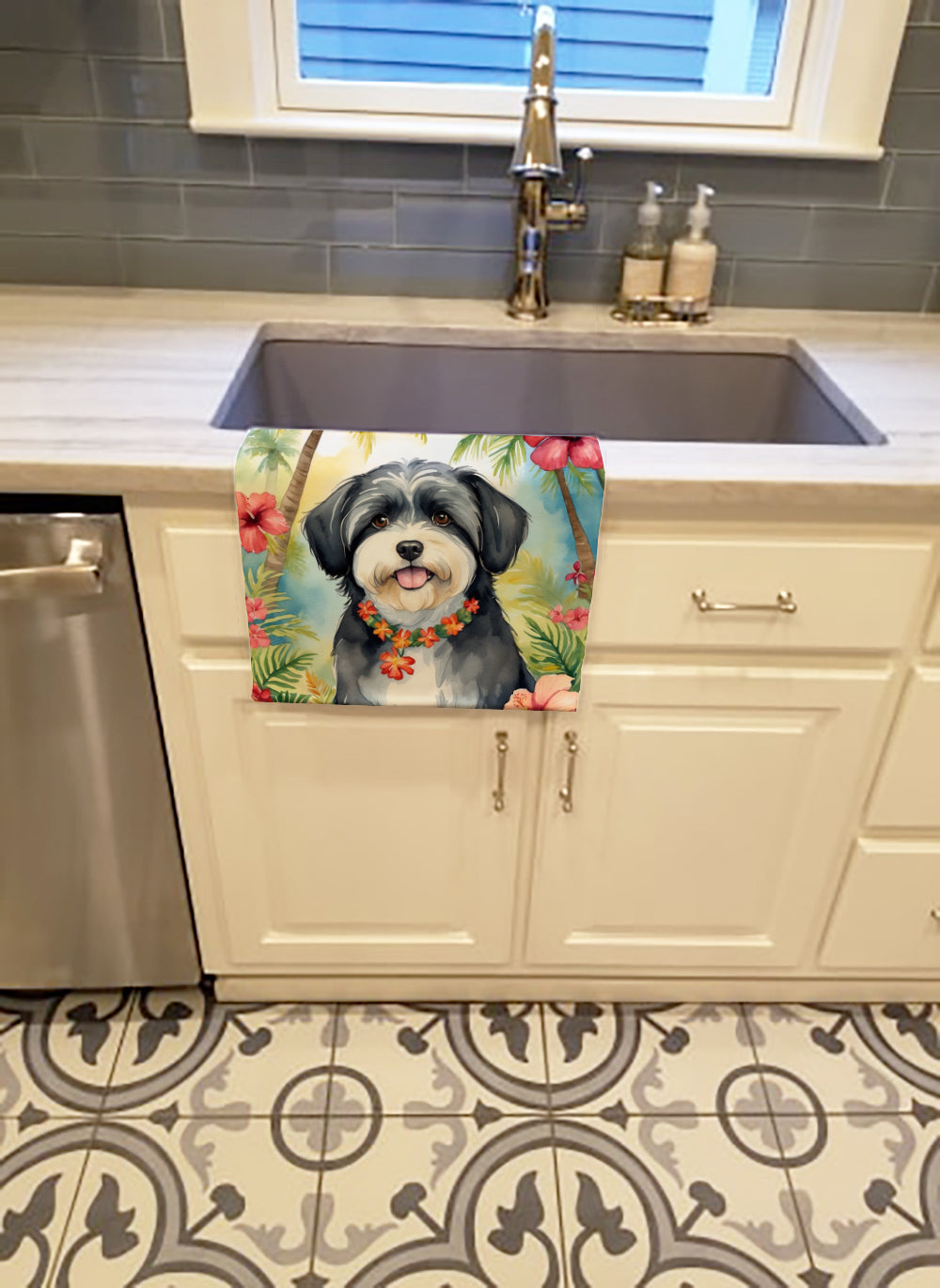 Havanese Luau Kitchen Towel