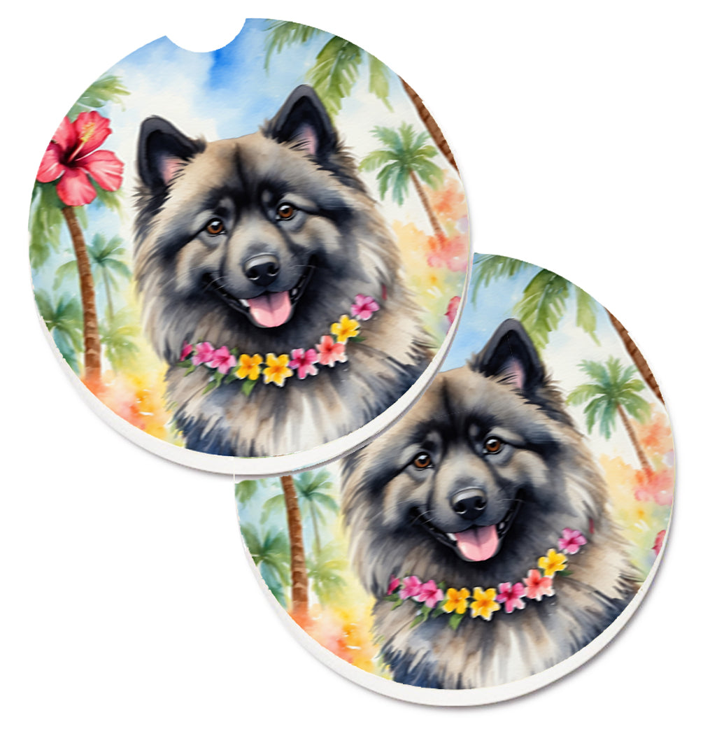 Buy this Keeshond Luau Set of 2 Cup Holder Car Coasters