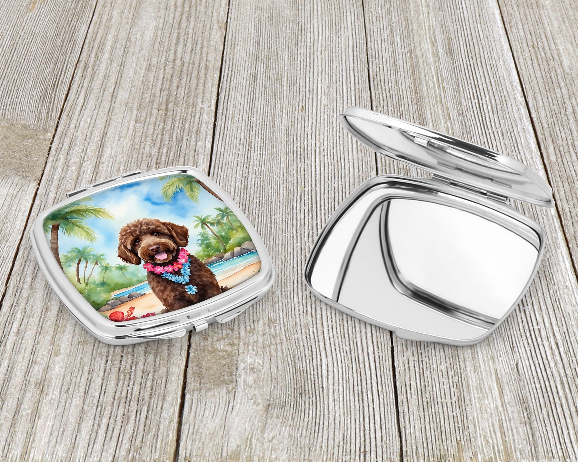 Labradoodle Luau Compact Mirror