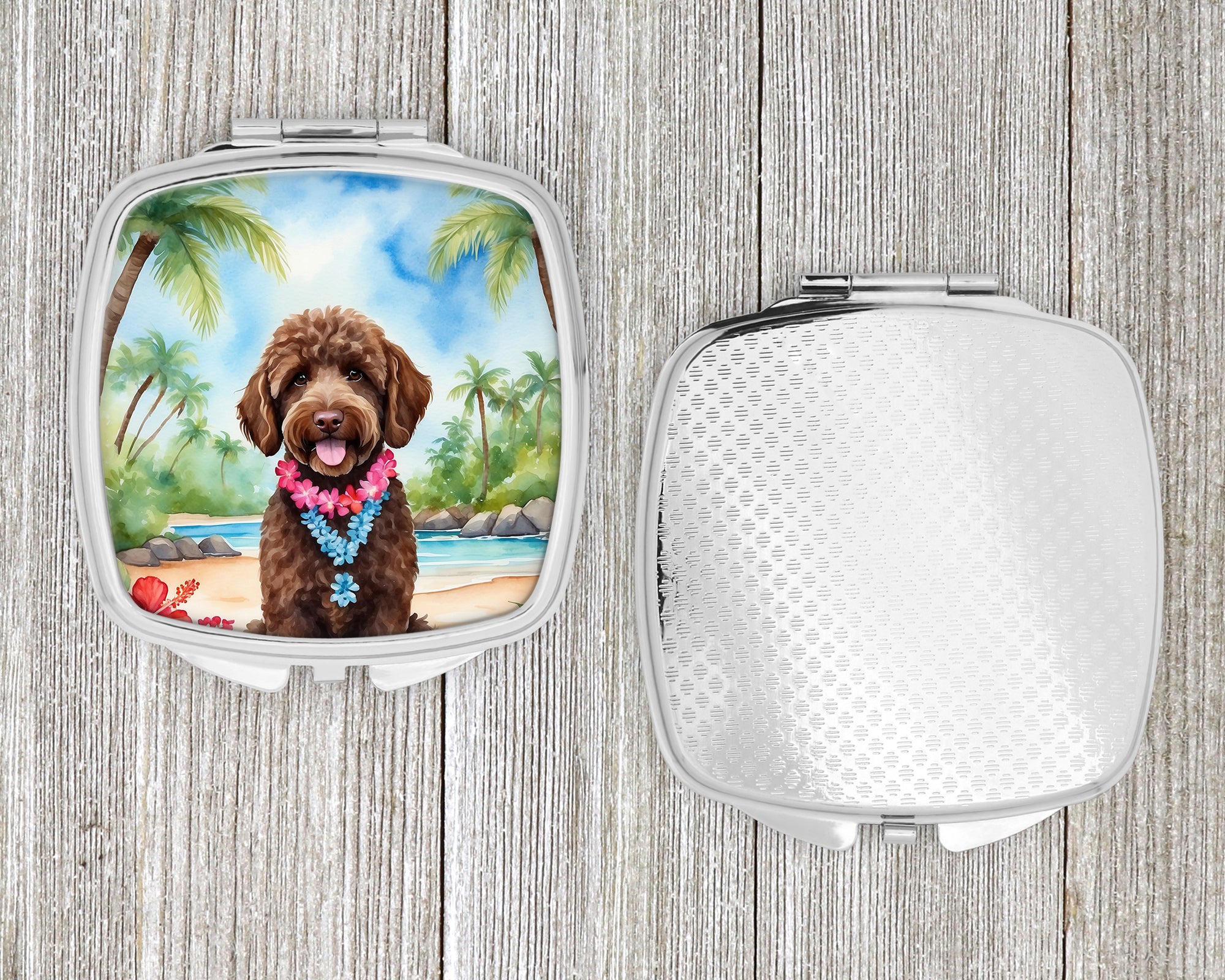 Labradoodle Luau Compact Mirror