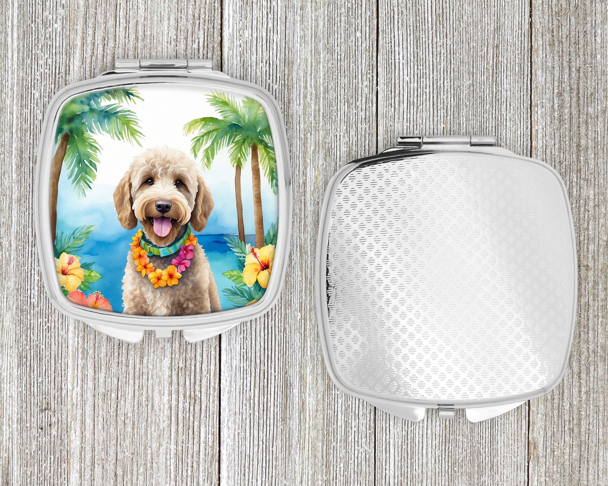 Labradoodle Luau Compact Mirror