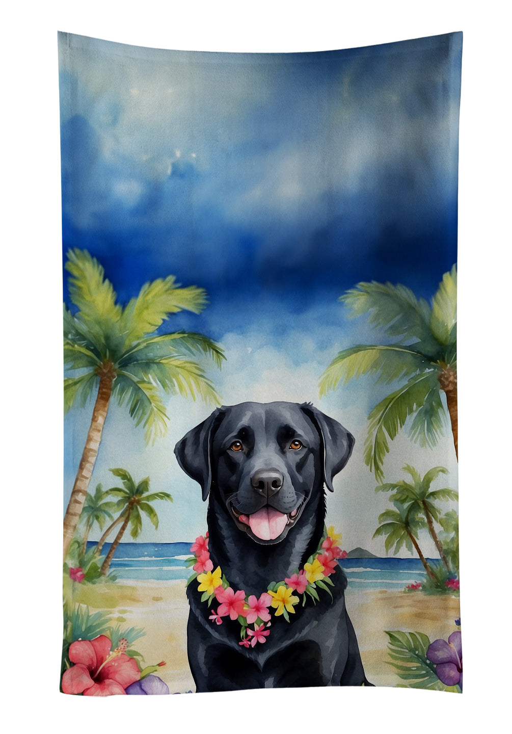 Buy this Black Labrador Retriever Luau Kitchen Towel