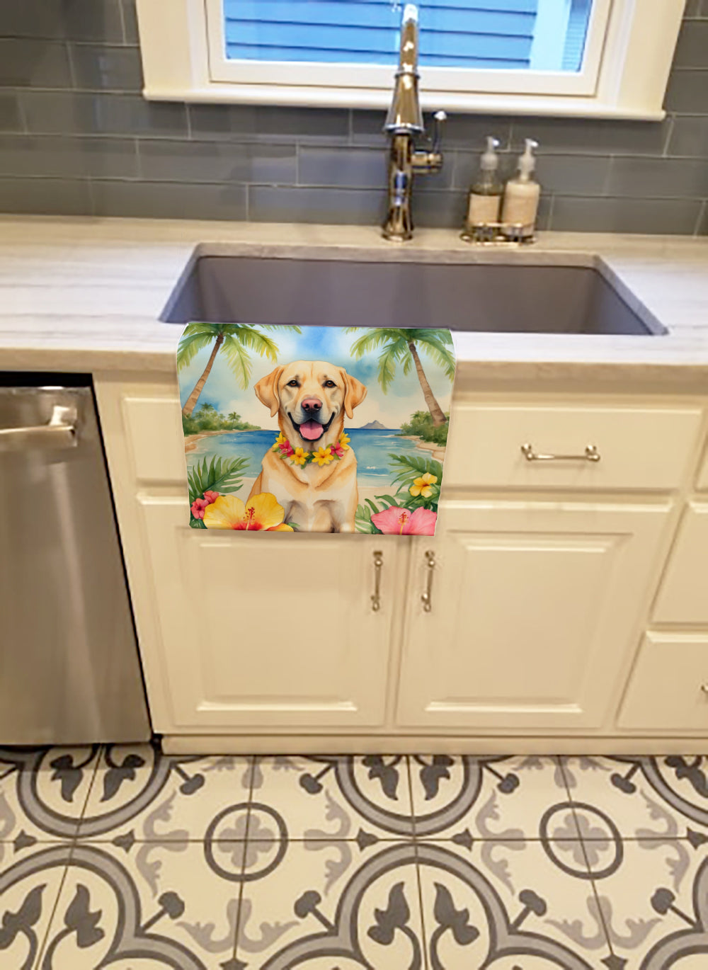 Yellow Labrador Retriever Luau Kitchen Towel