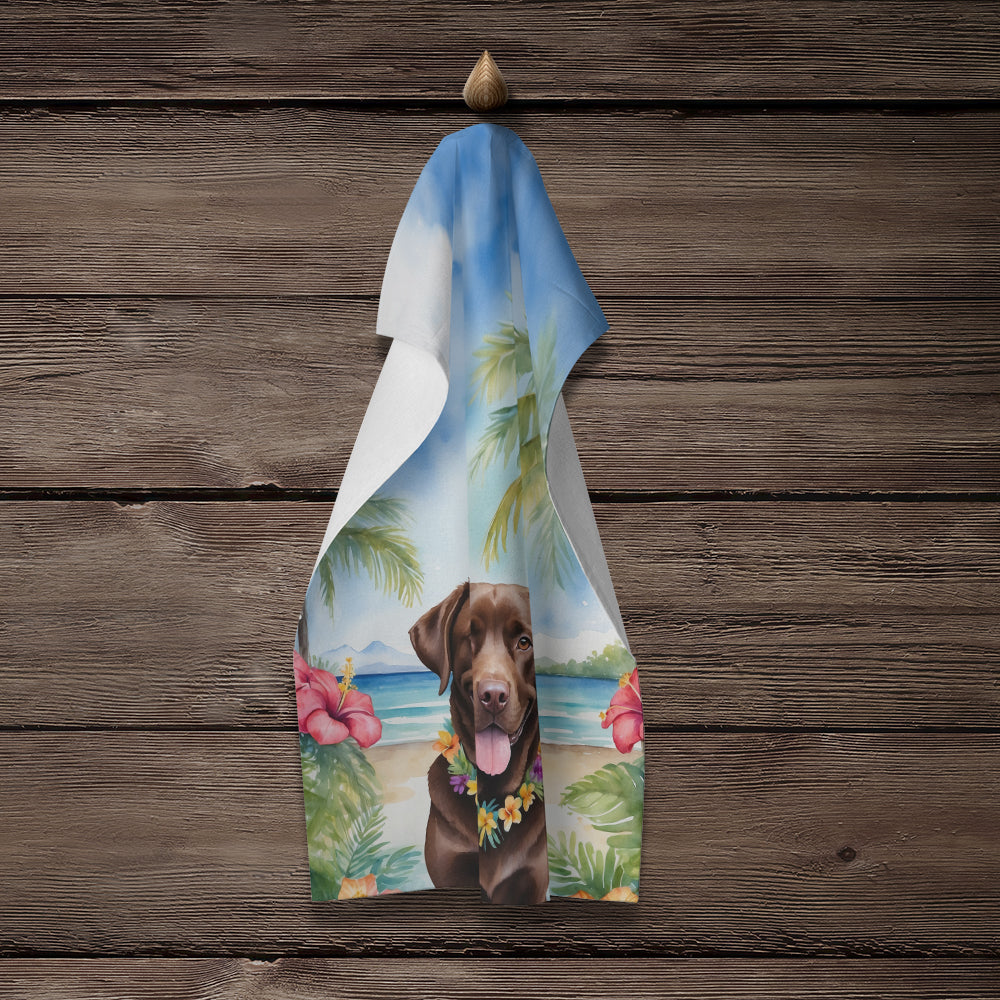 Chocolate Labrador Retriever Luau Kitchen Towel