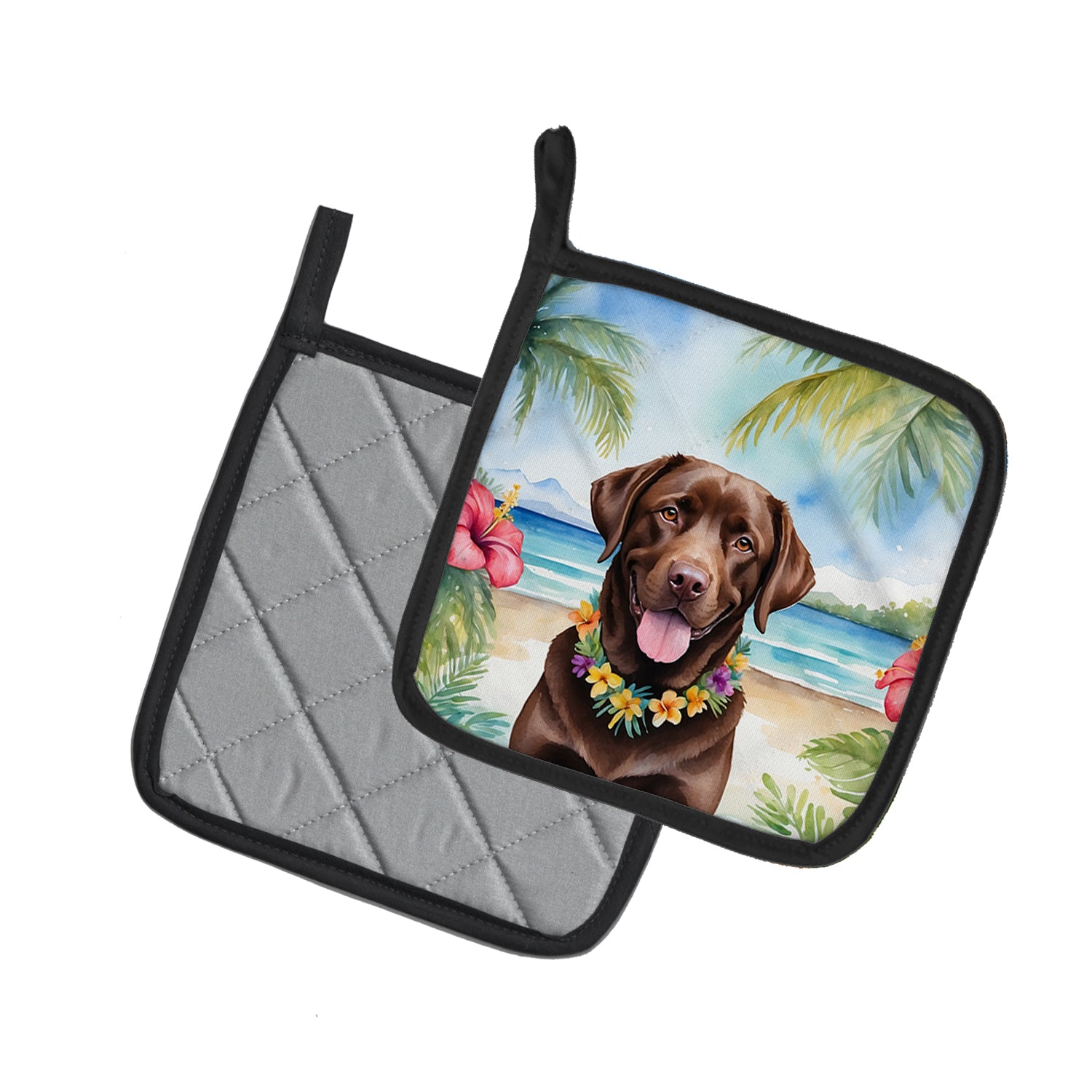 Buy this Chocolate Labrador Retriever Luau Pair of Pot Holders