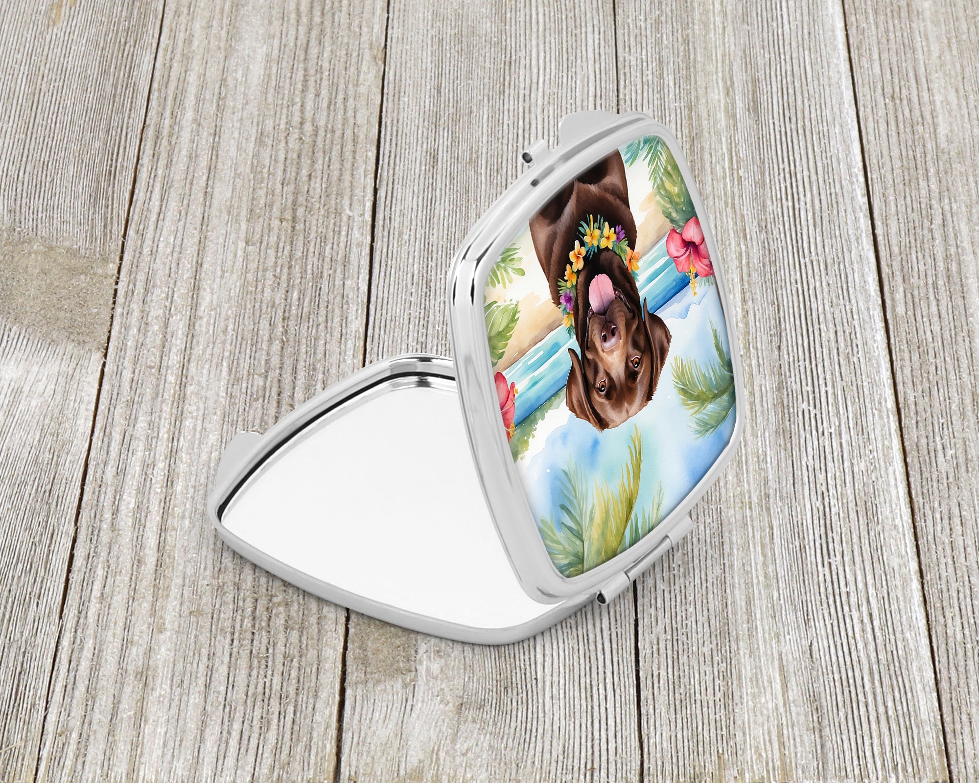 Buy this Chocolate Labrador Retriever Luau Compact Mirror