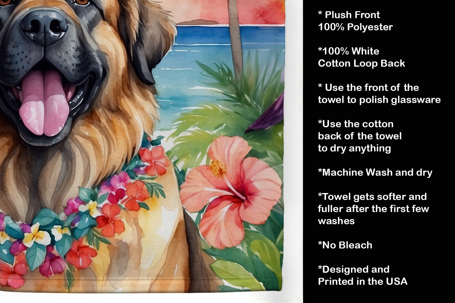 Leonberger Luau Kitchen Towel