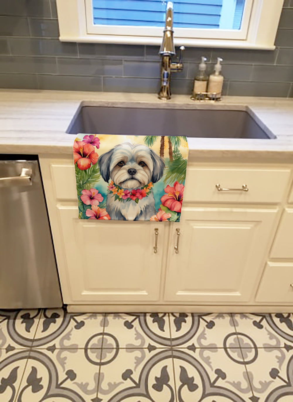 Lhasa Apso Luau Kitchen Towel