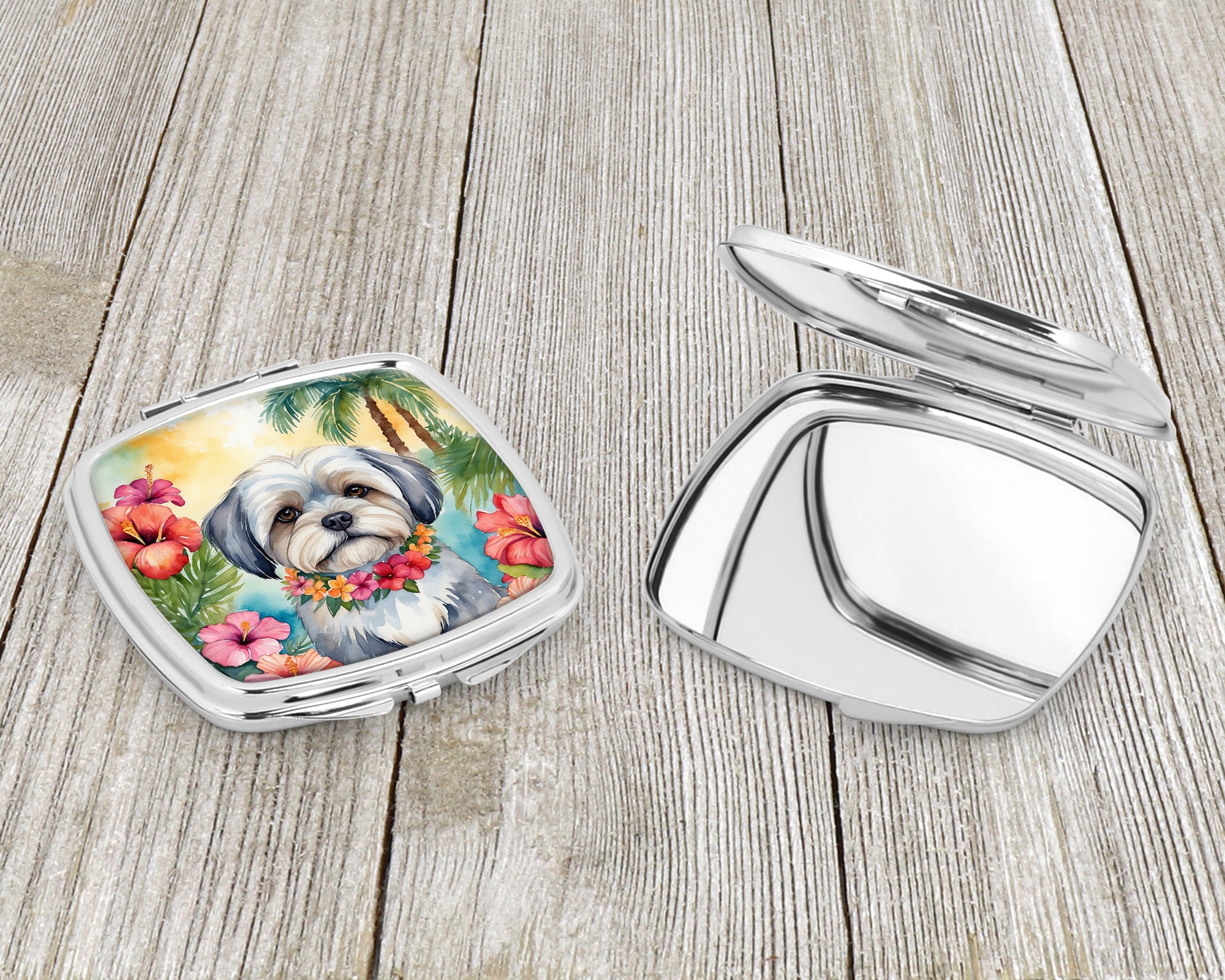 Lhasa Apso Luau Compact Mirror