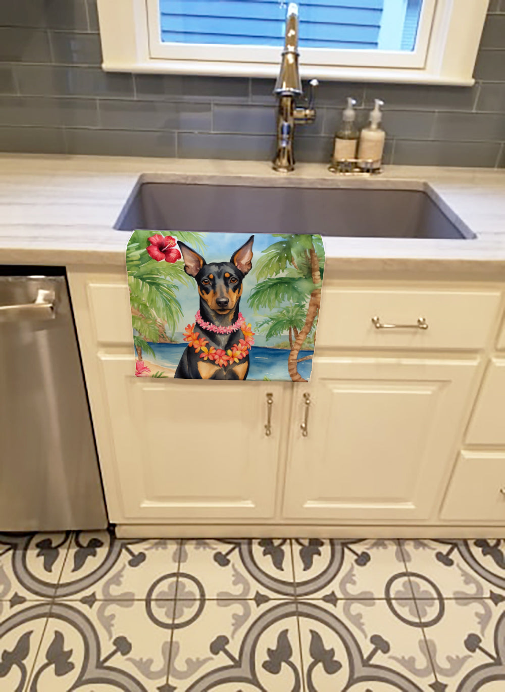 Buy this Manchester Terrier Luau Kitchen Towel