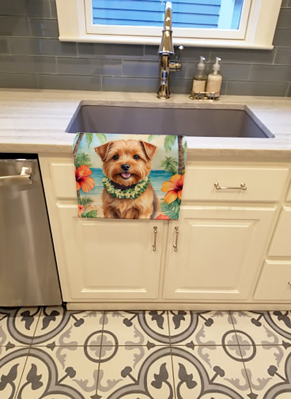 Norfolk Terrier Luau Kitchen Towel