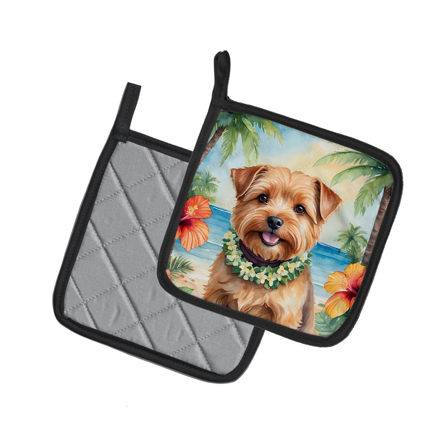 Norfolk Terrier Luau Pair of Pot Holders