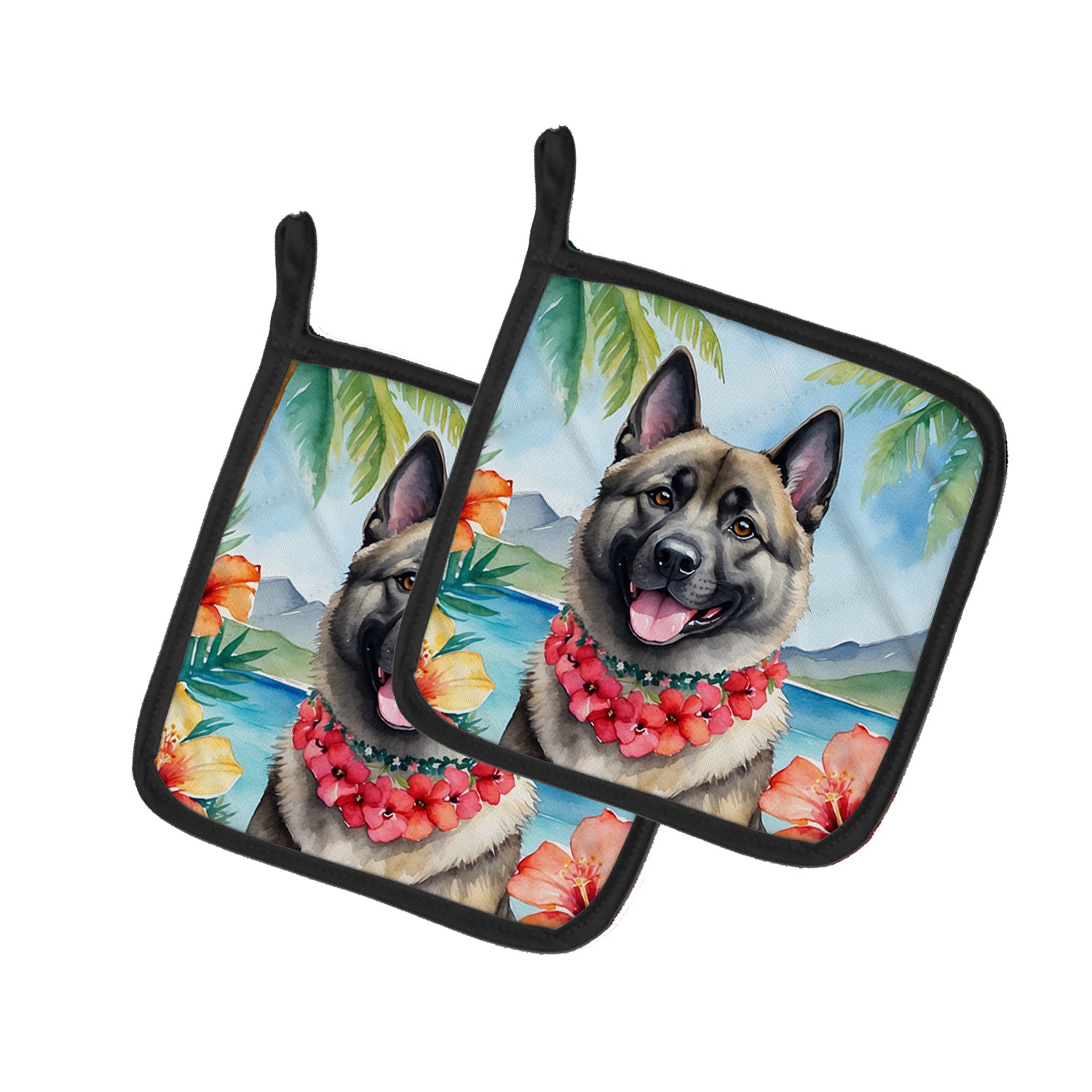 Buy this Norwegian Elkhound Luau Pair of Pot Holders