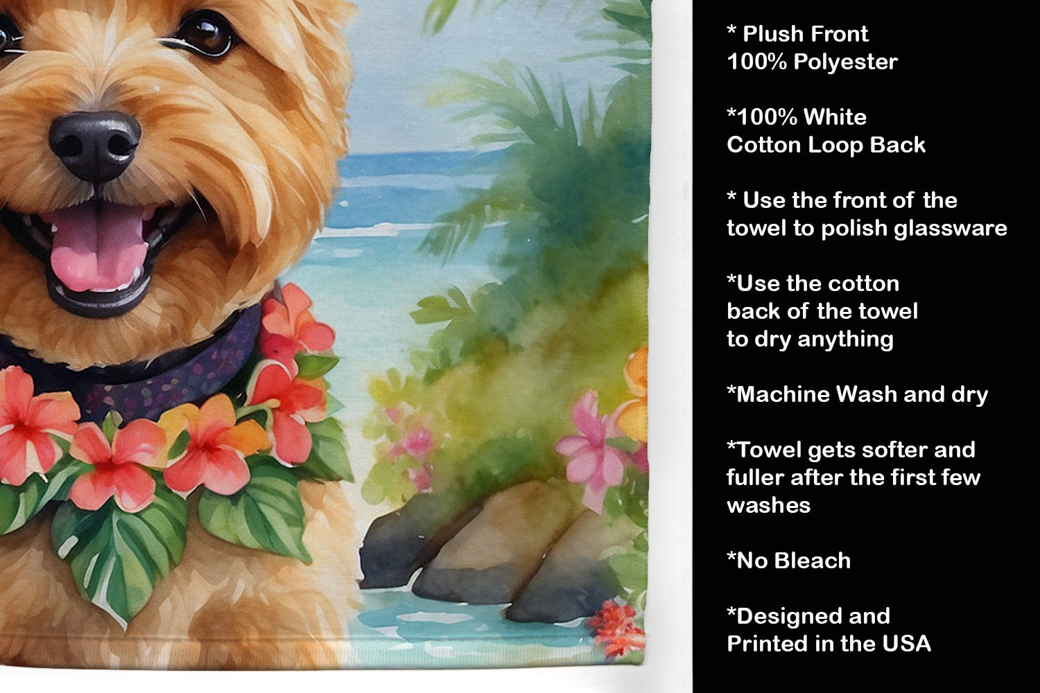 Norwich Terrier Luau Kitchen Towel