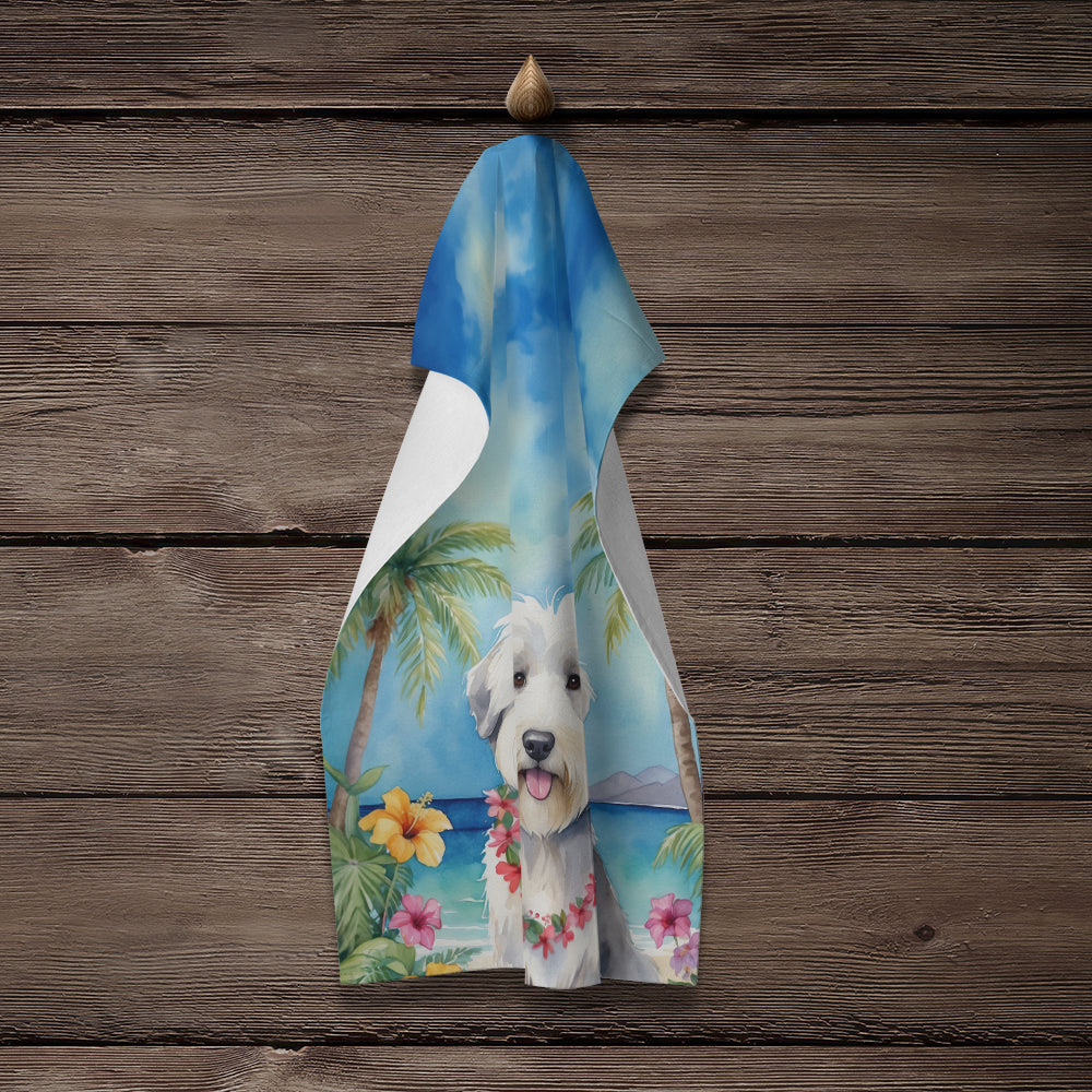 Old English Sheepdog Luau Kitchen Towel