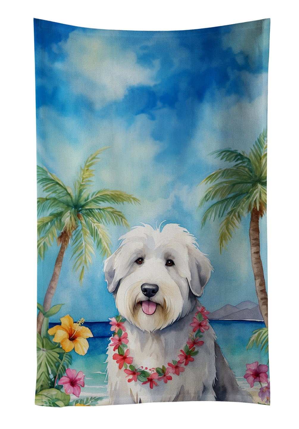 Buy this Old English Sheepdog Luau Kitchen Towel