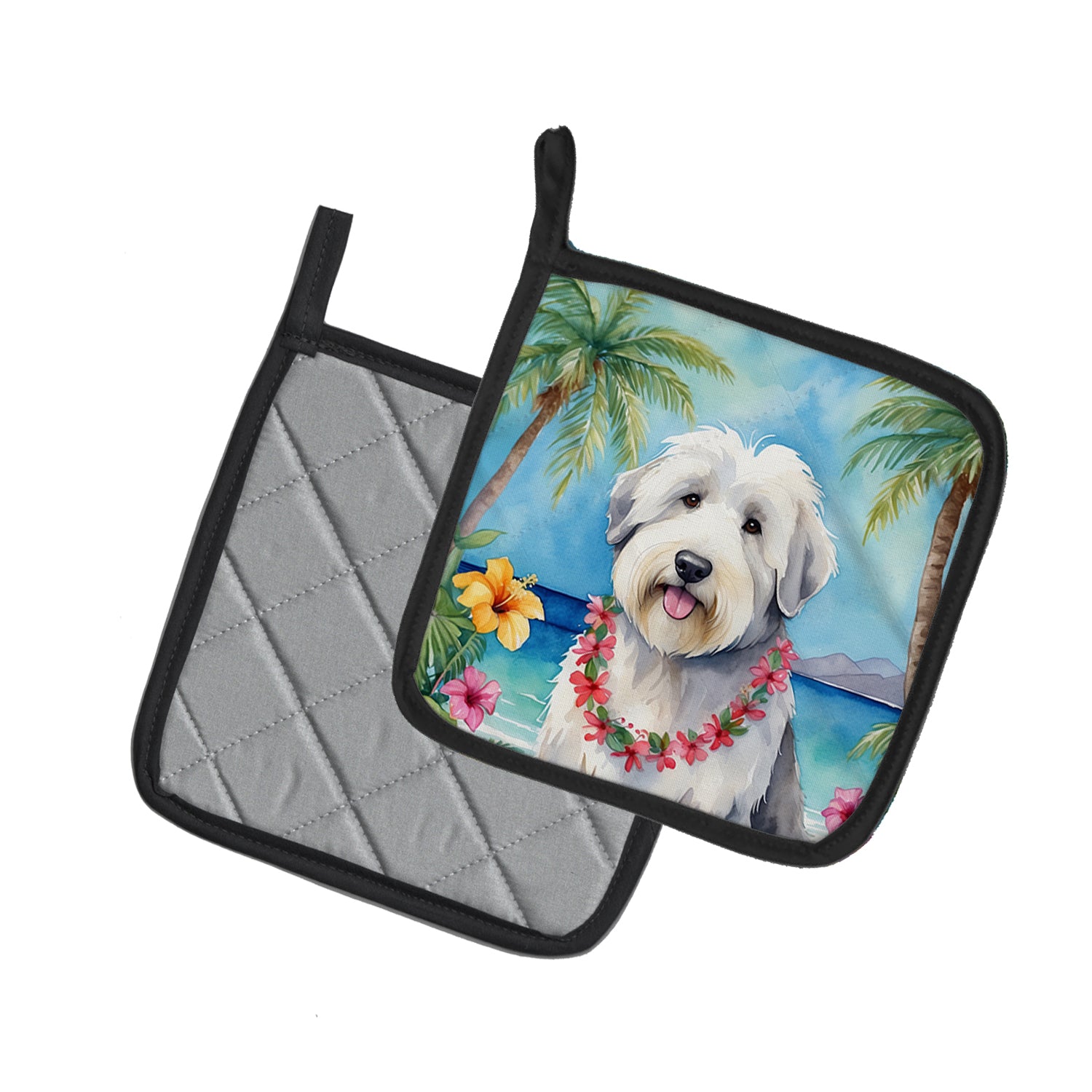 Buy this Old English Sheepdog Luau Pair of Pot Holders