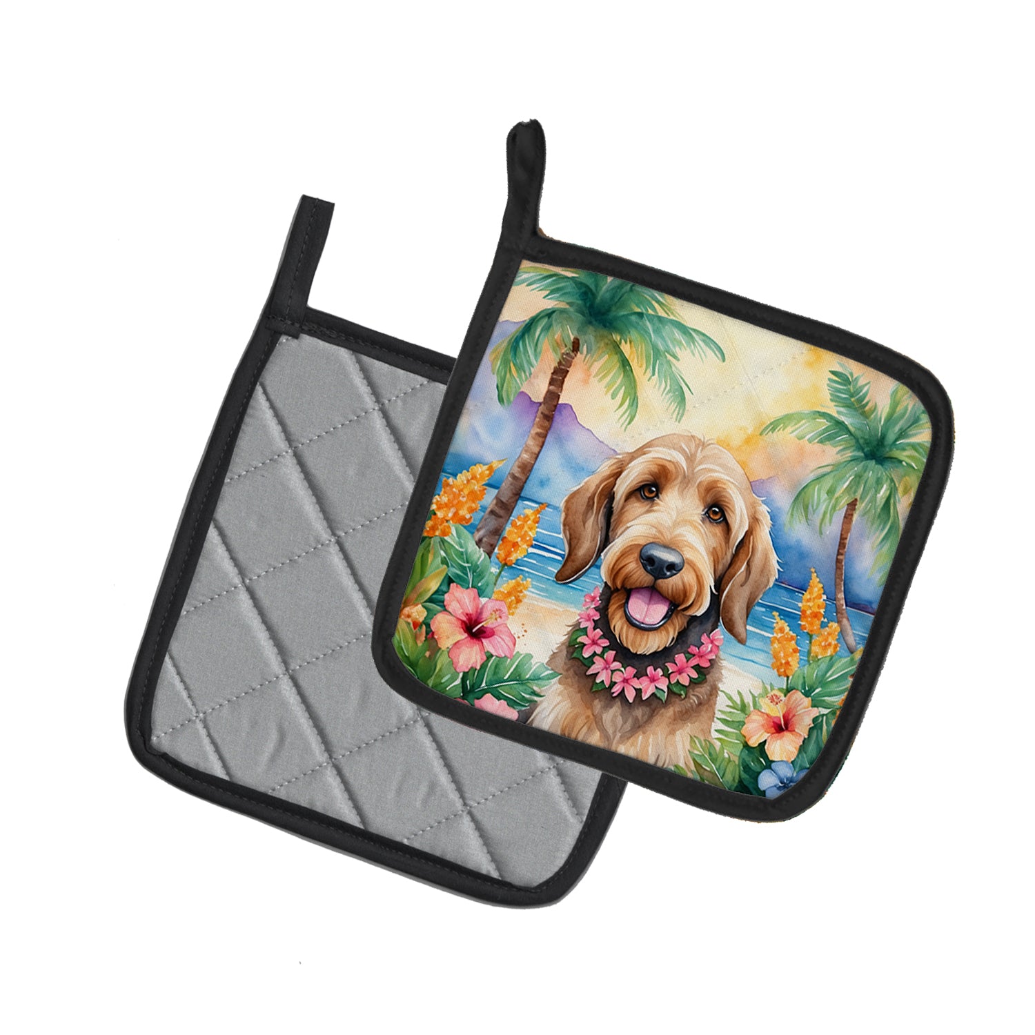 Otterhound Luau Pair of Pot Holders