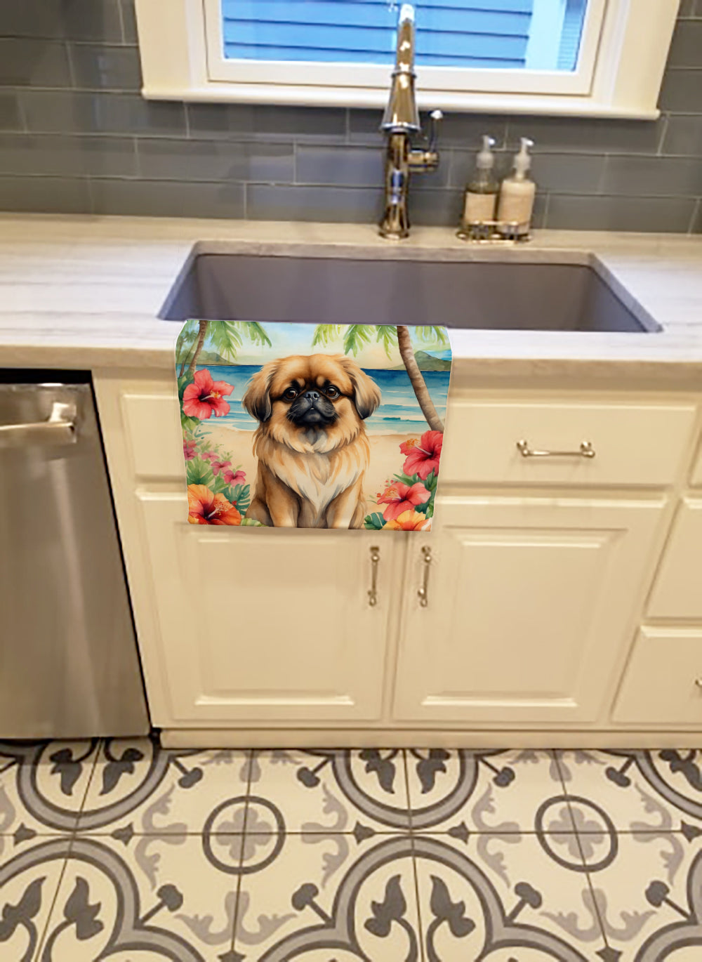 Pekingese Luau Kitchen Towel