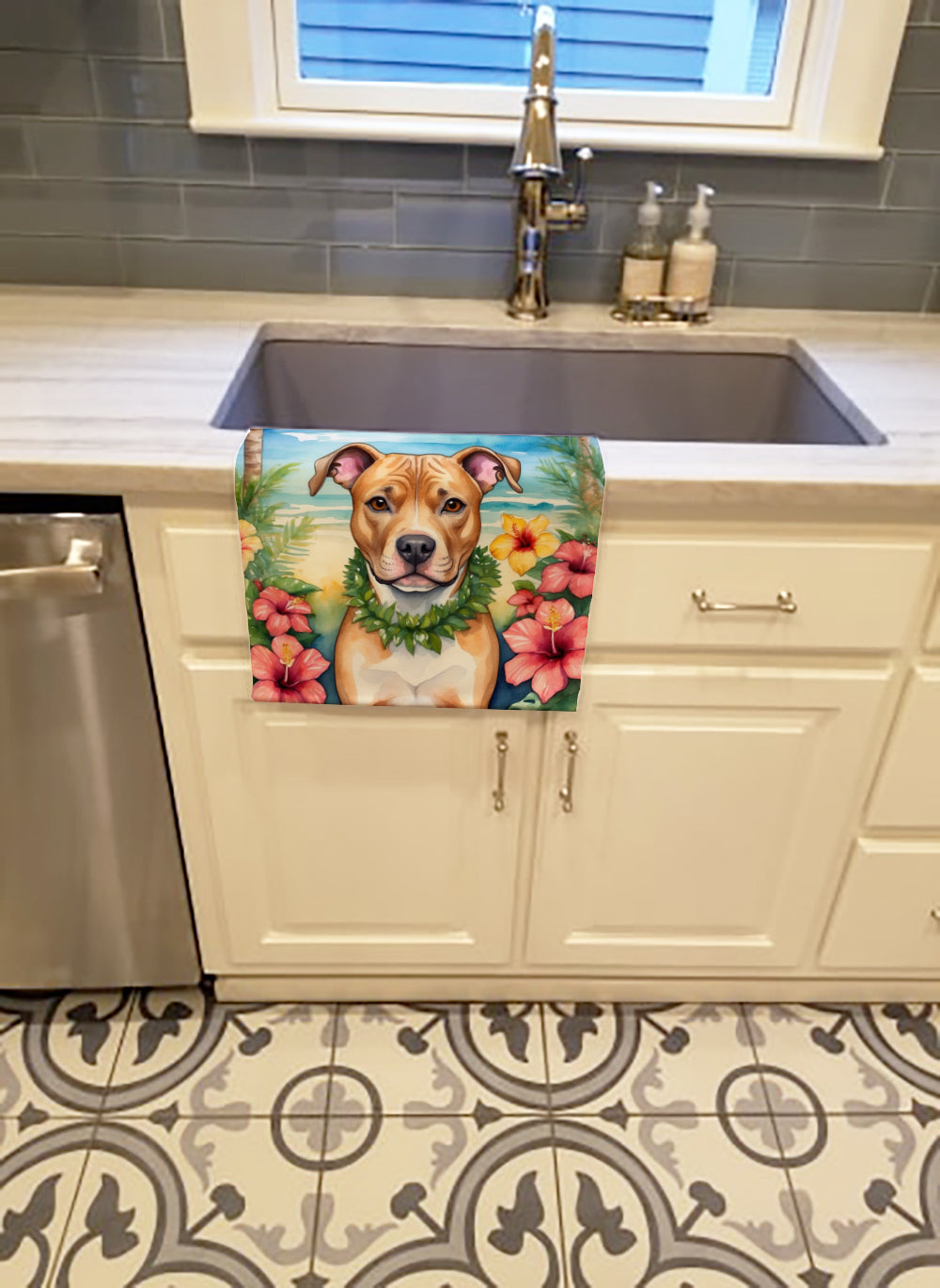 Pit Bull Terrier Luau Kitchen Towel