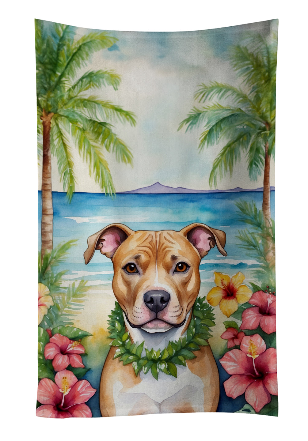 Buy this Pit Bull Terrier Luau Kitchen Towel