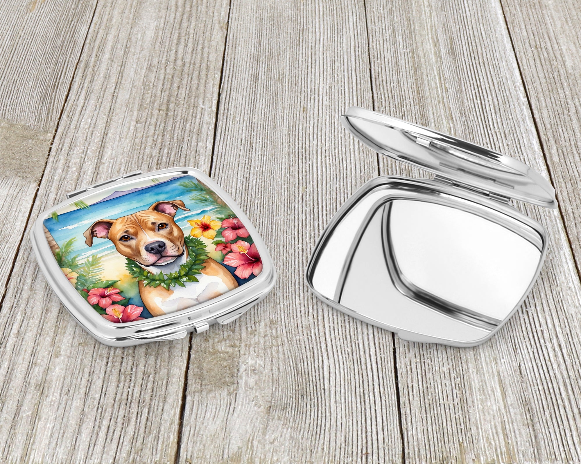 Pit Bull Terrier Luau Compact Mirror