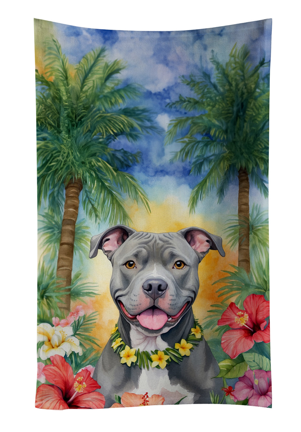 Buy this Pit Bull Terrier Luau Kitchen Towel