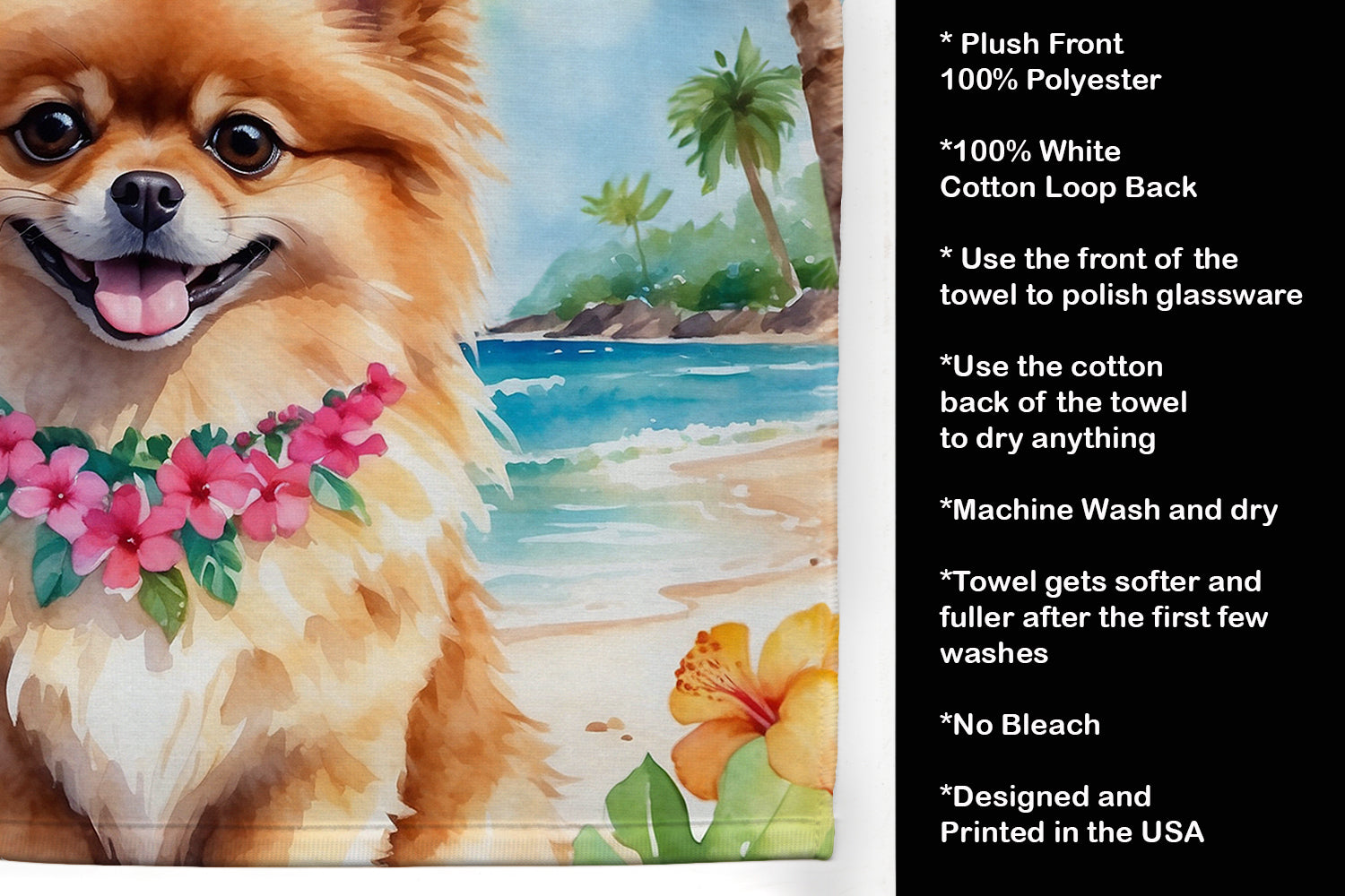 Pomeranian Luau Kitchen Towel