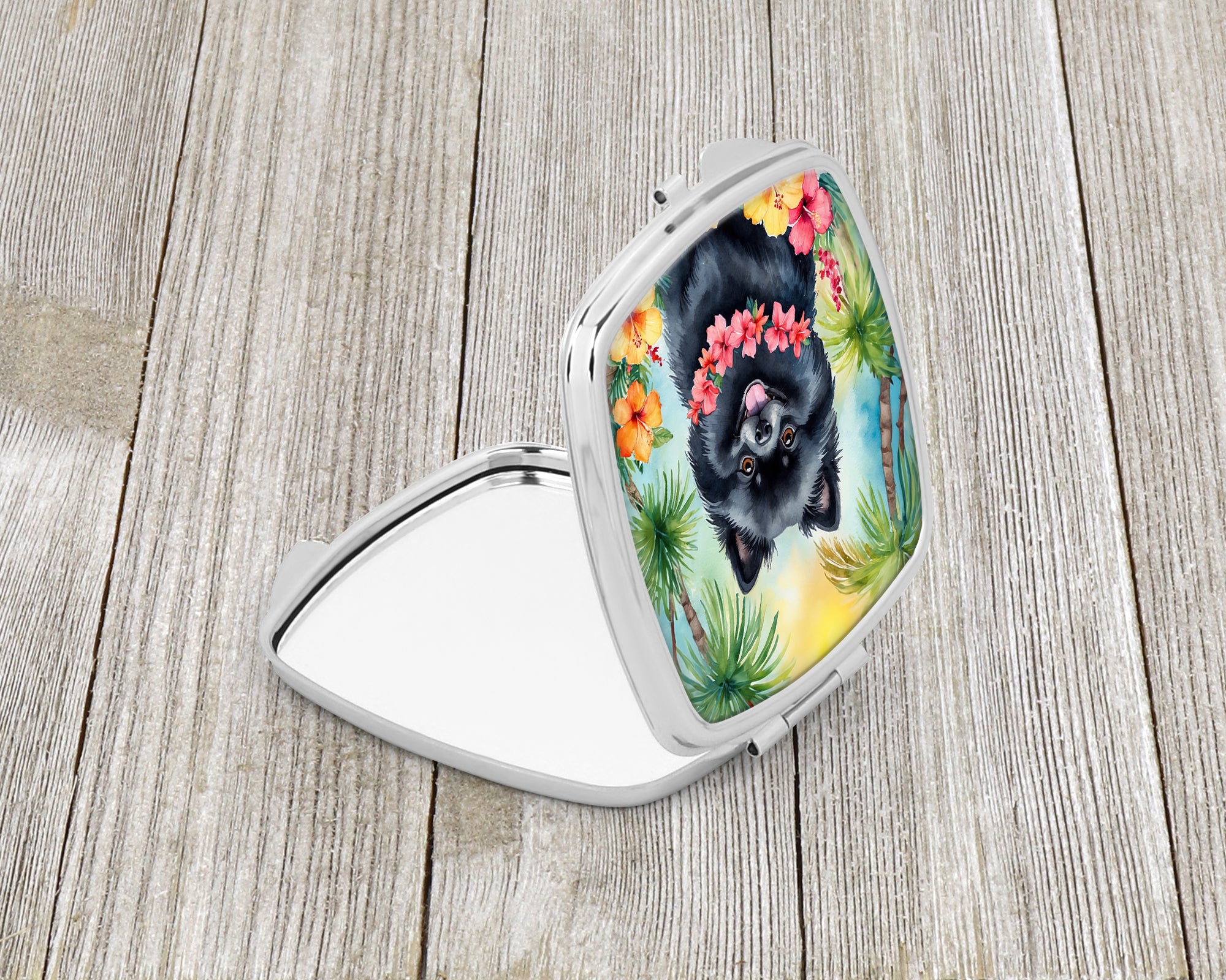 Pomeranian Luau Compact Mirror