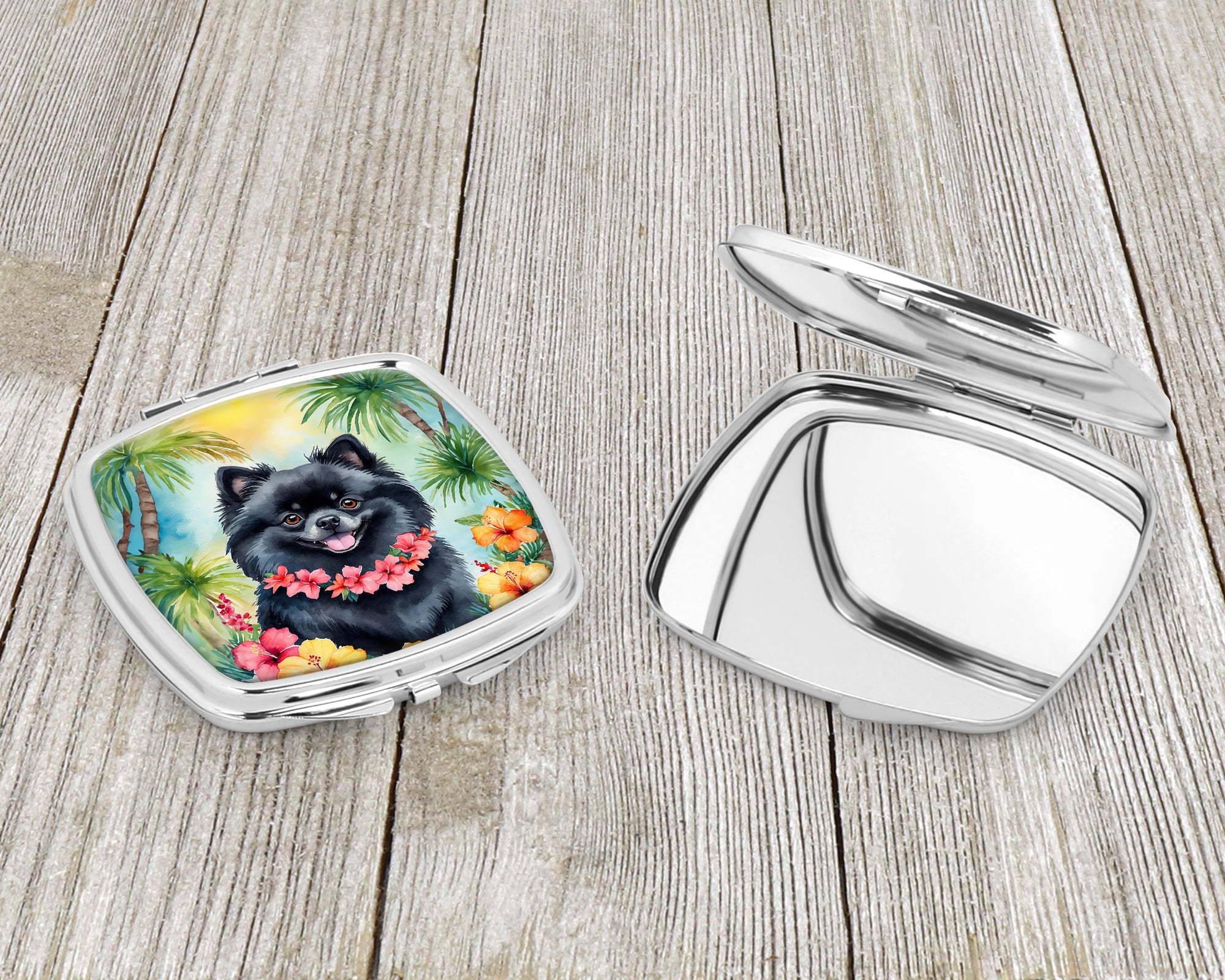 Pomeranian Luau Compact Mirror