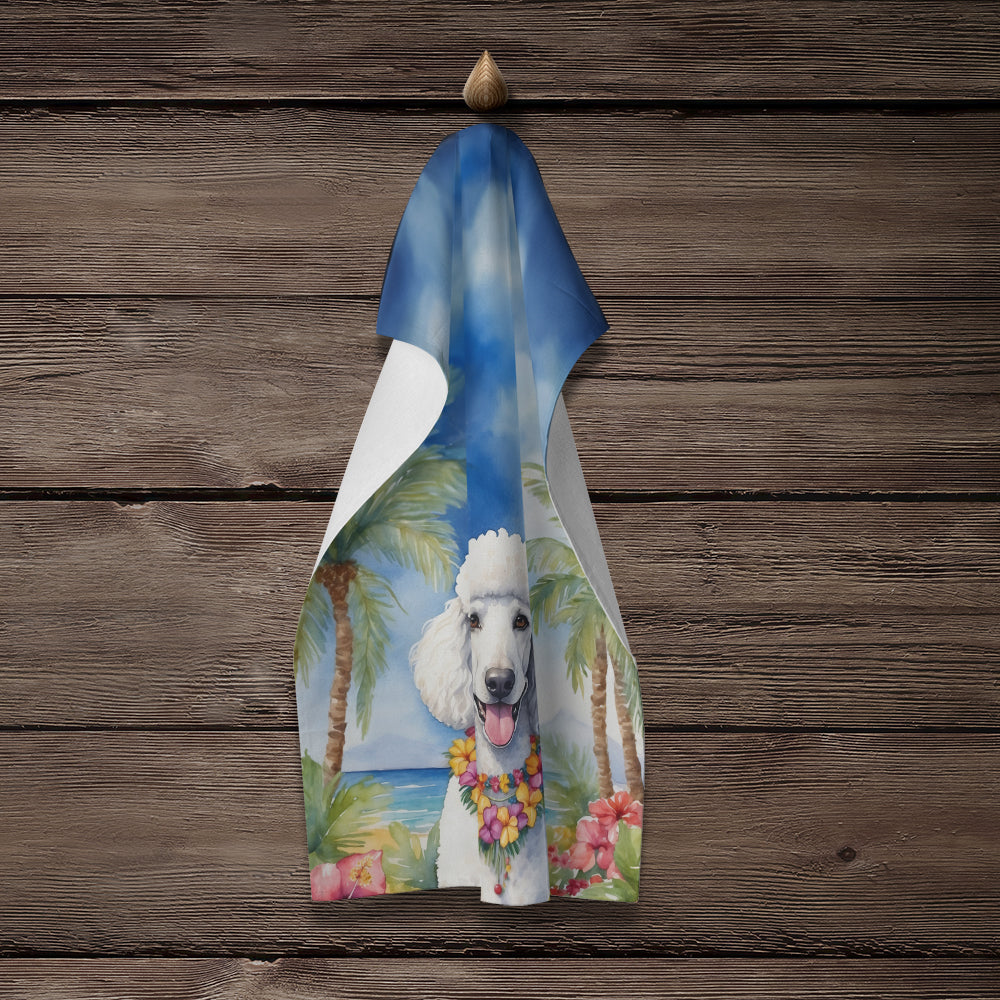 White Poodle Luau Kitchen Towel