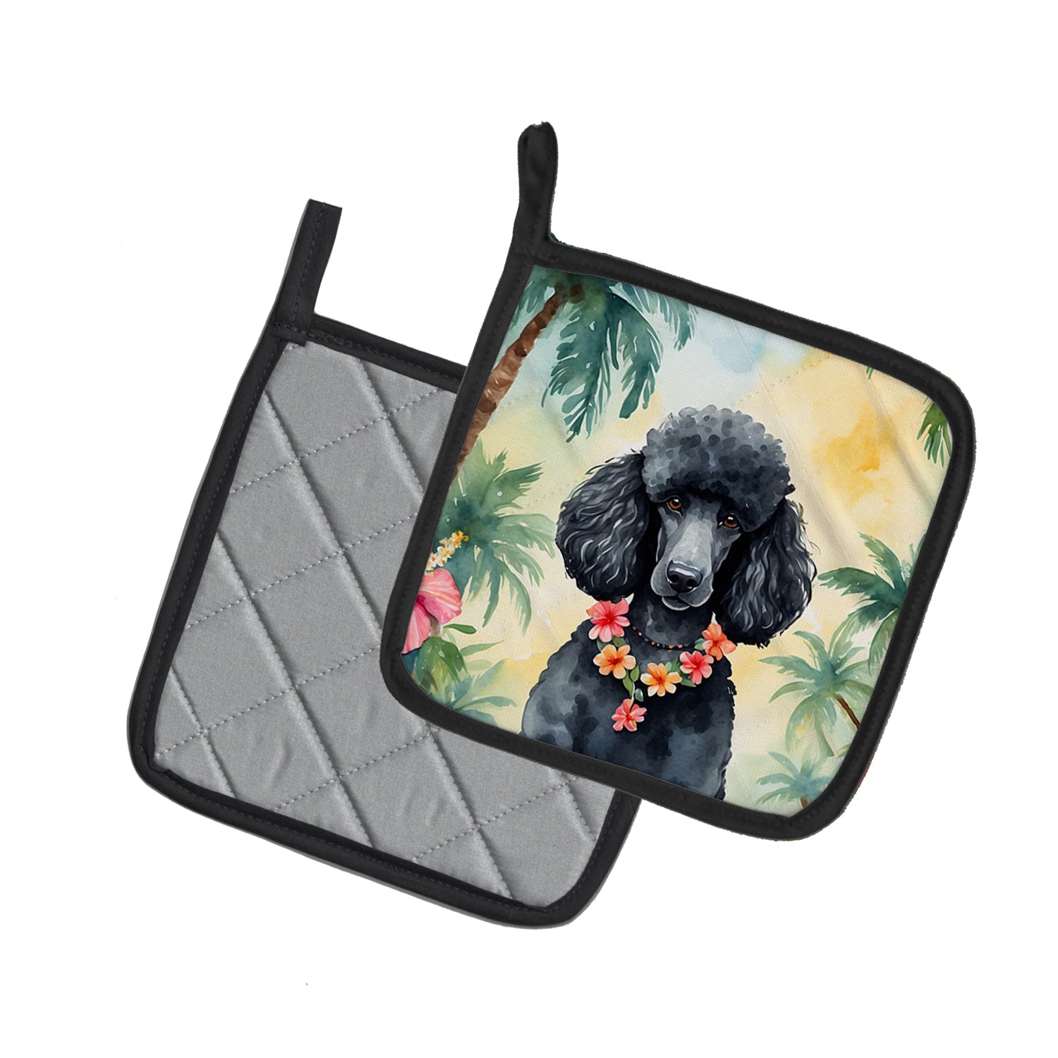 Buy this Black Poodle Luau Pair of Pot Holders