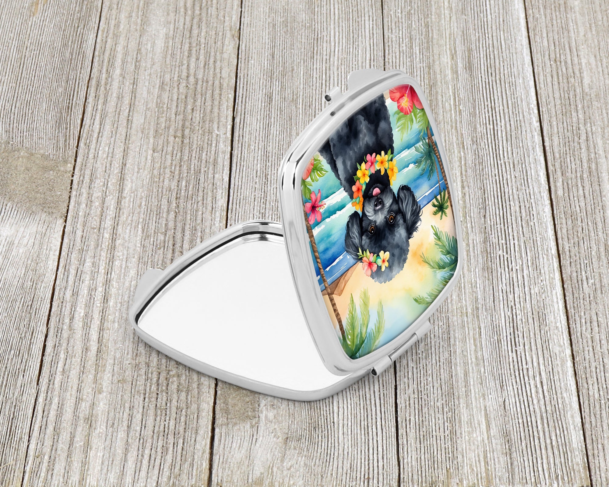 Buy this Black Poodle Luau Compact Mirror