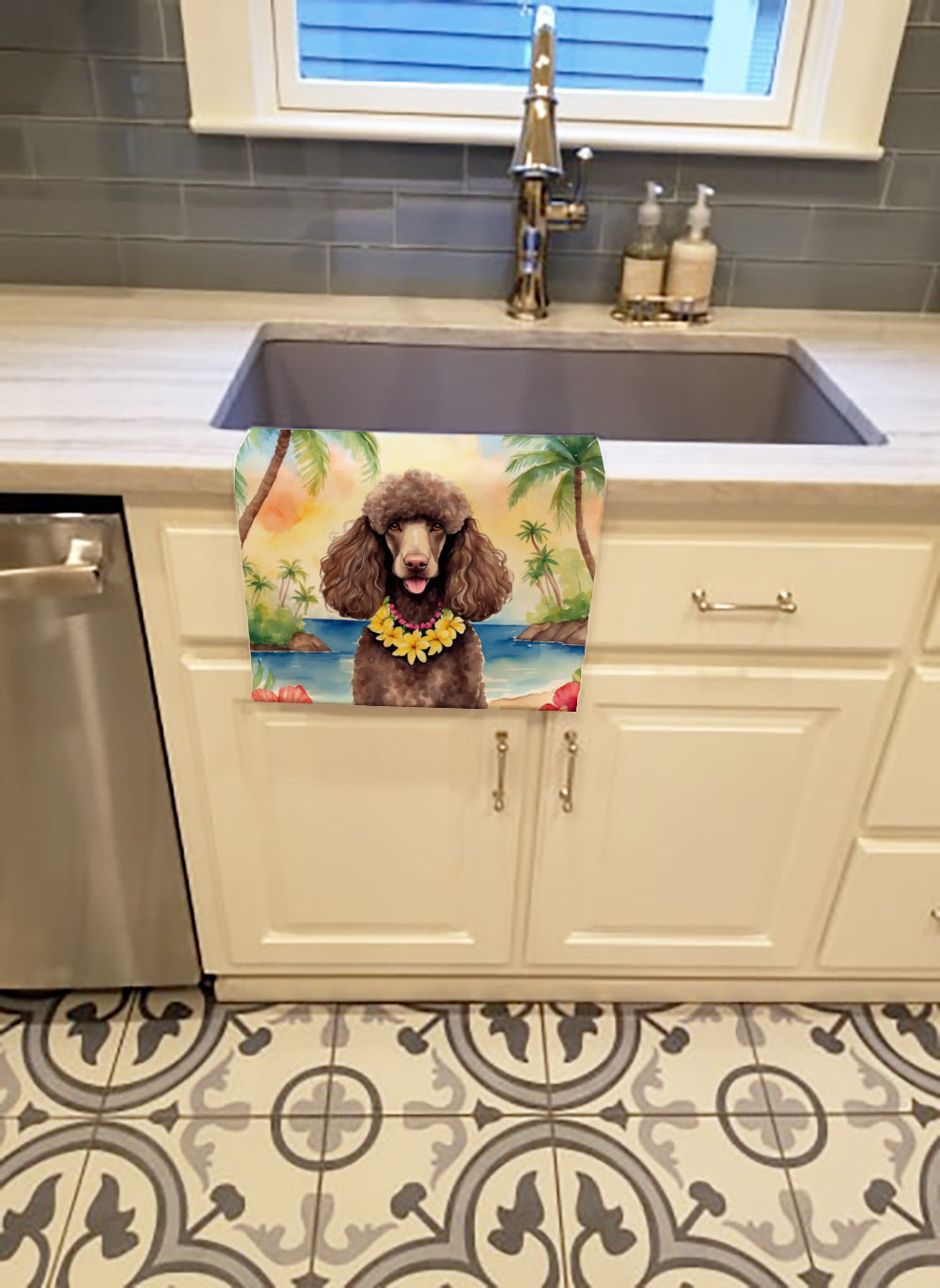 Buy this Chocolate Poodle Luau Kitchen Towel