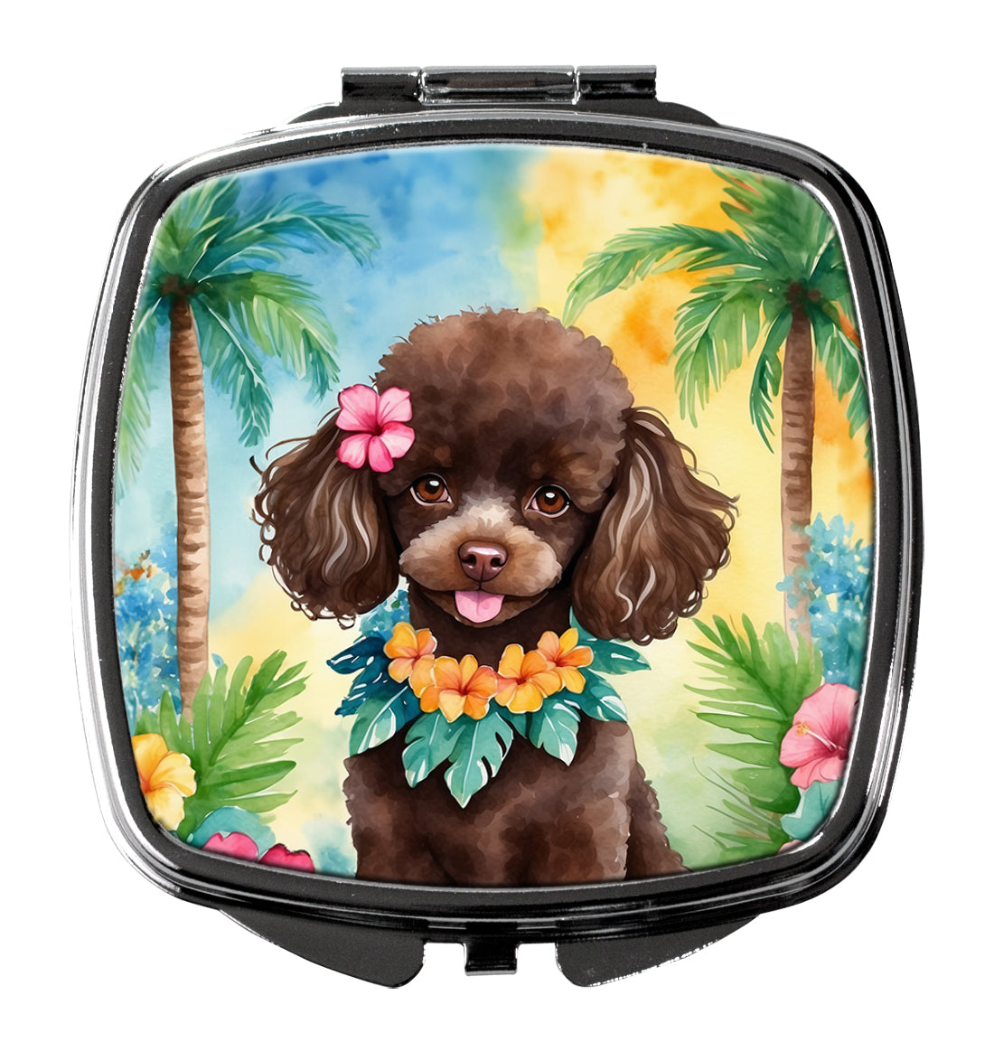 Buy this Chocolate Poodle Luau Compact Mirror