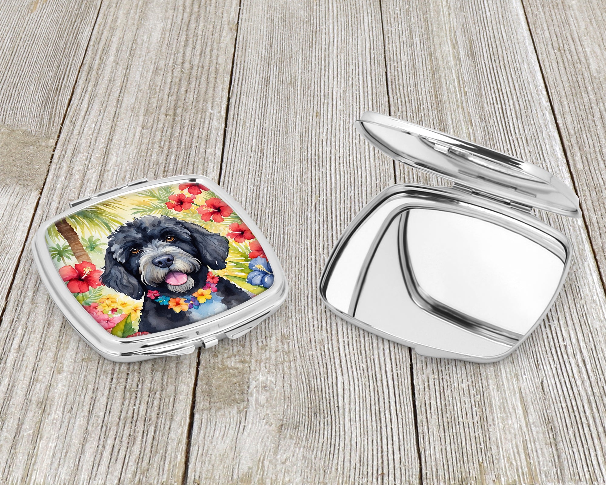 Portuguese Water Dog Luau Compact Mirror