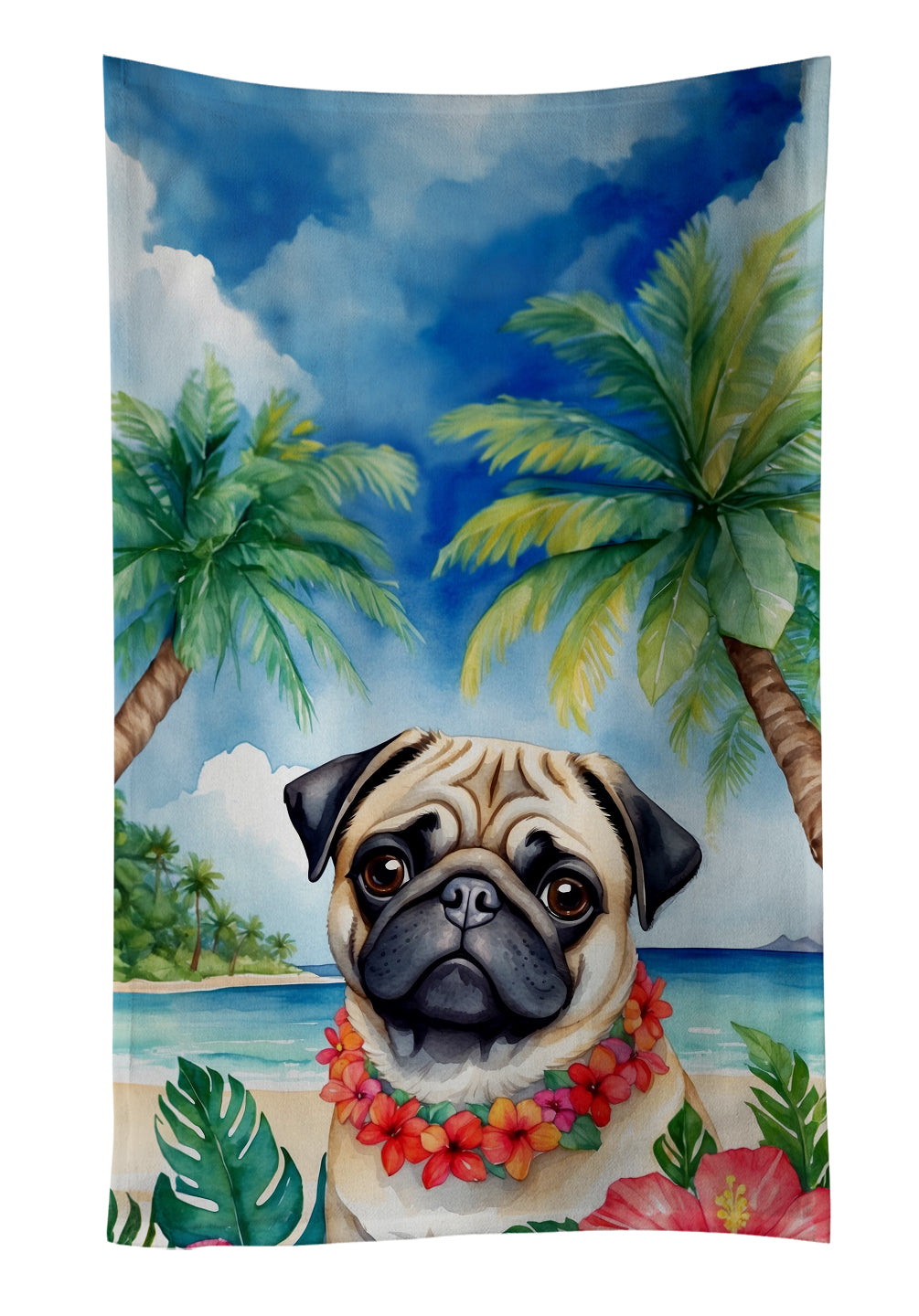 Buy this Pug Luau Kitchen Towel