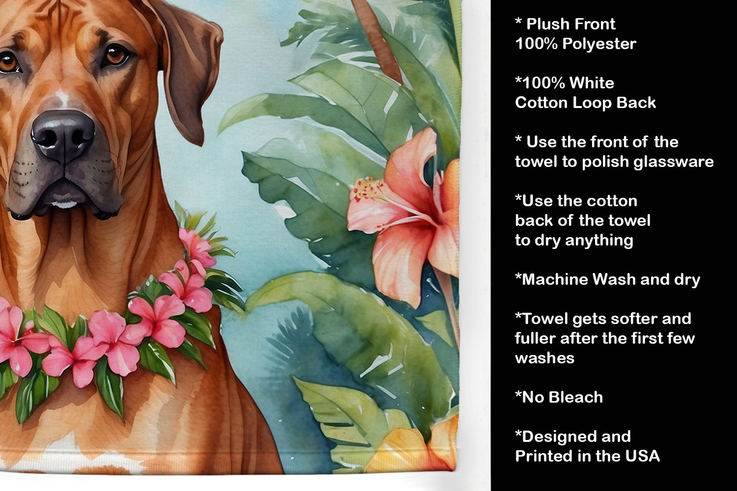 Rhodesian Ridgeback Luau Kitchen Towel