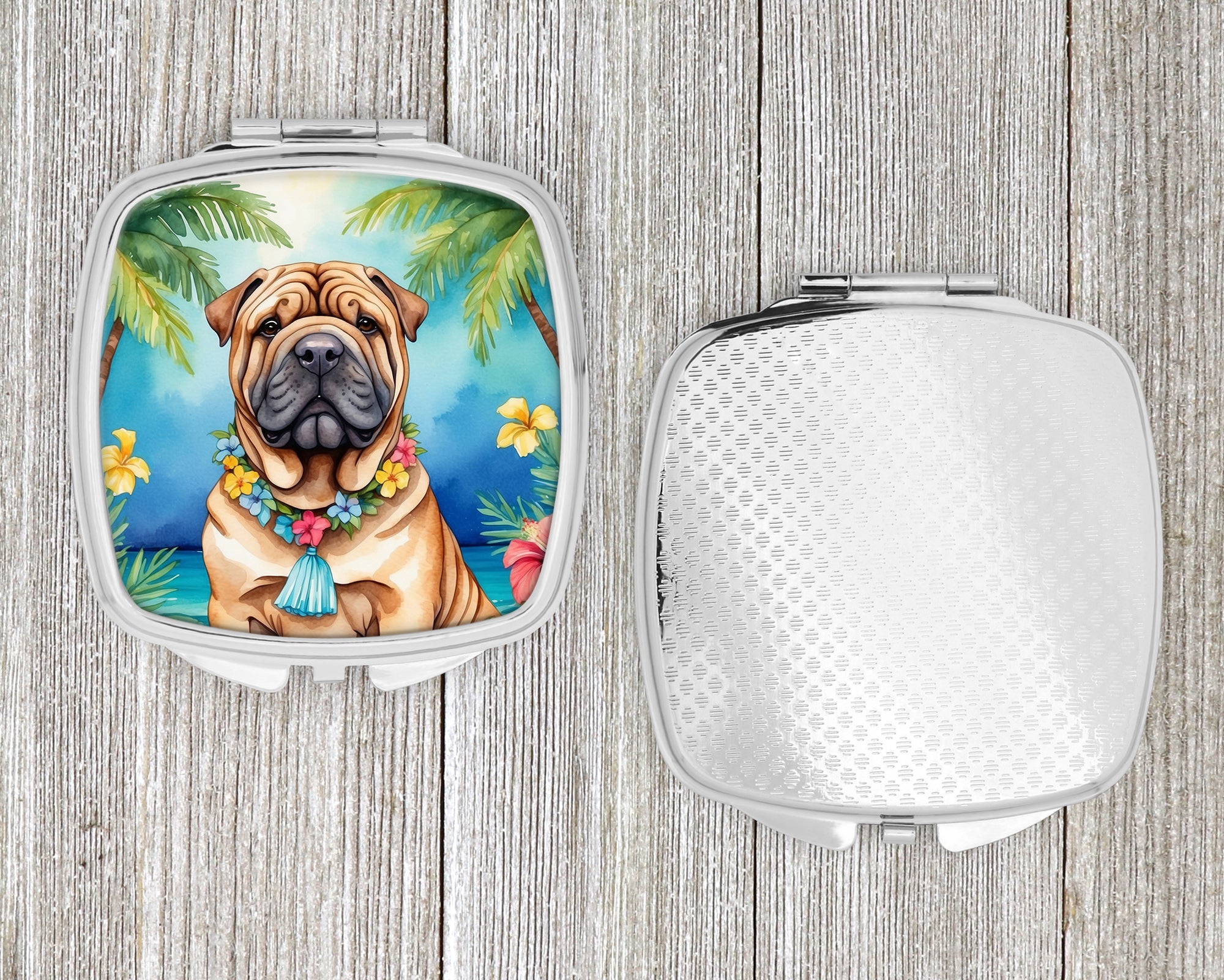 Shar Pei Luau Compact Mirror