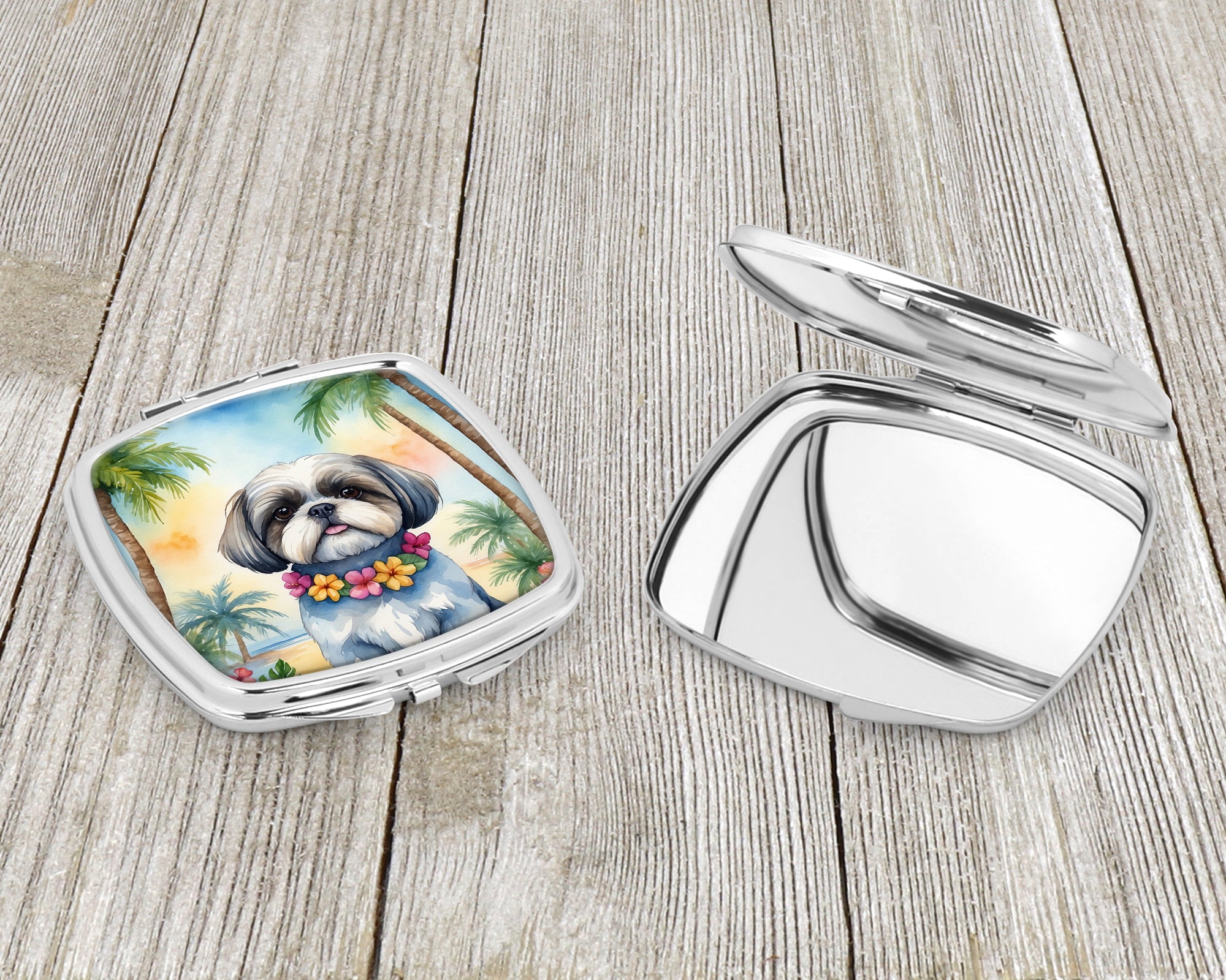 Shih Tzu Luau Compact Mirror