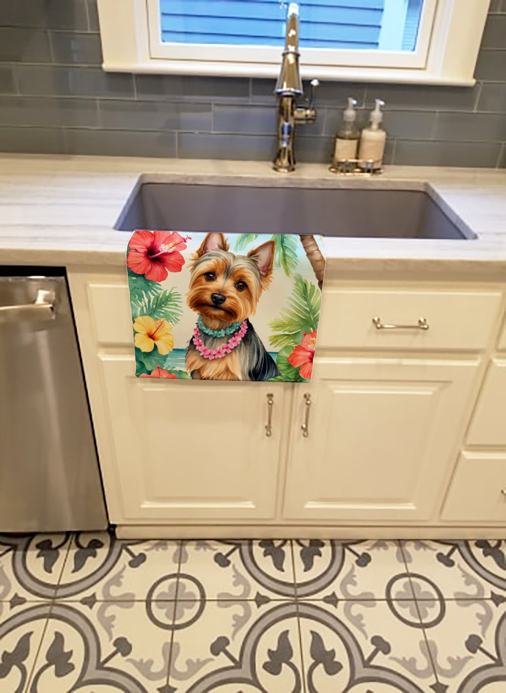 Silky Terrier Luau Kitchen Towel