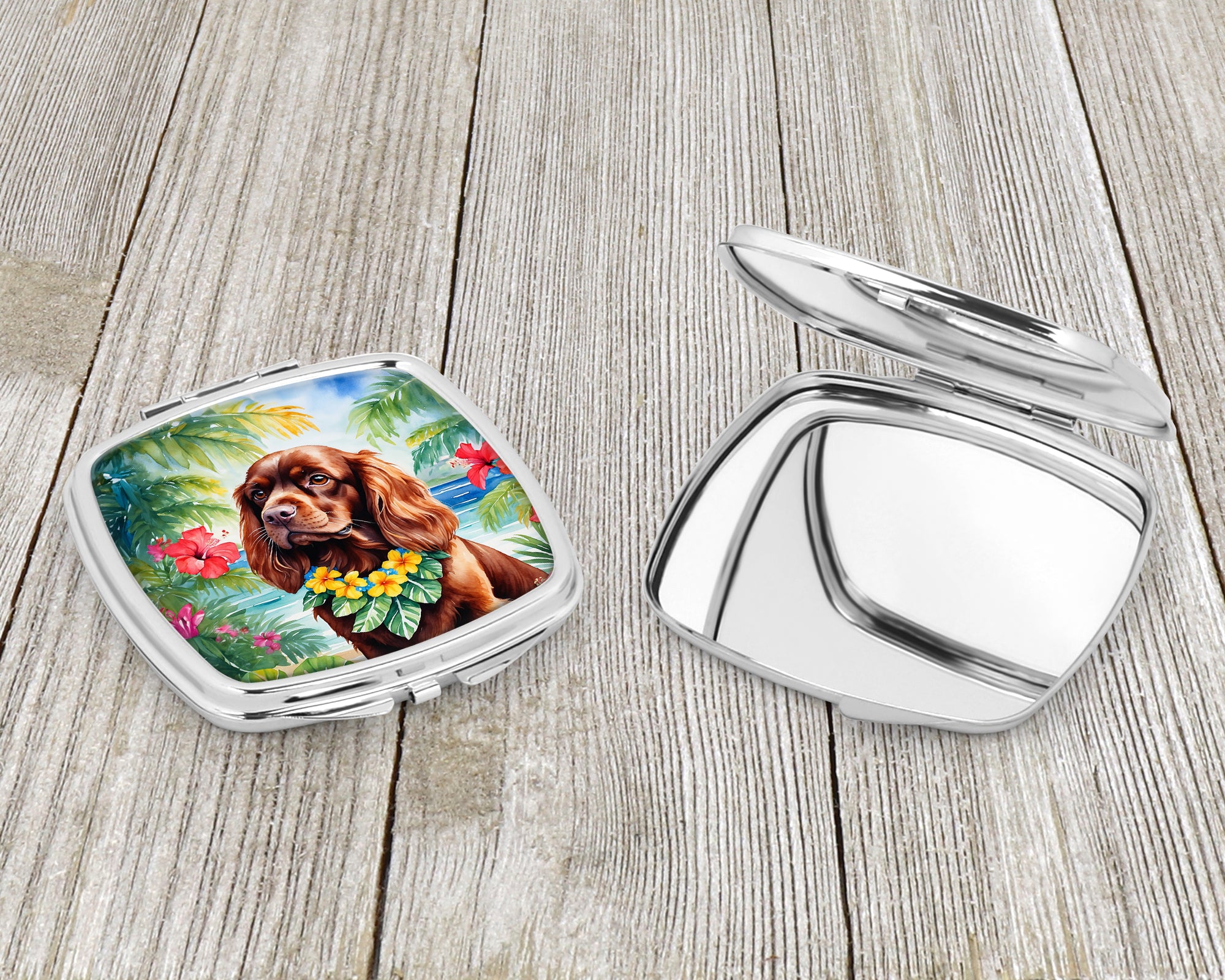 Sussex Spaniel Luau Compact Mirror