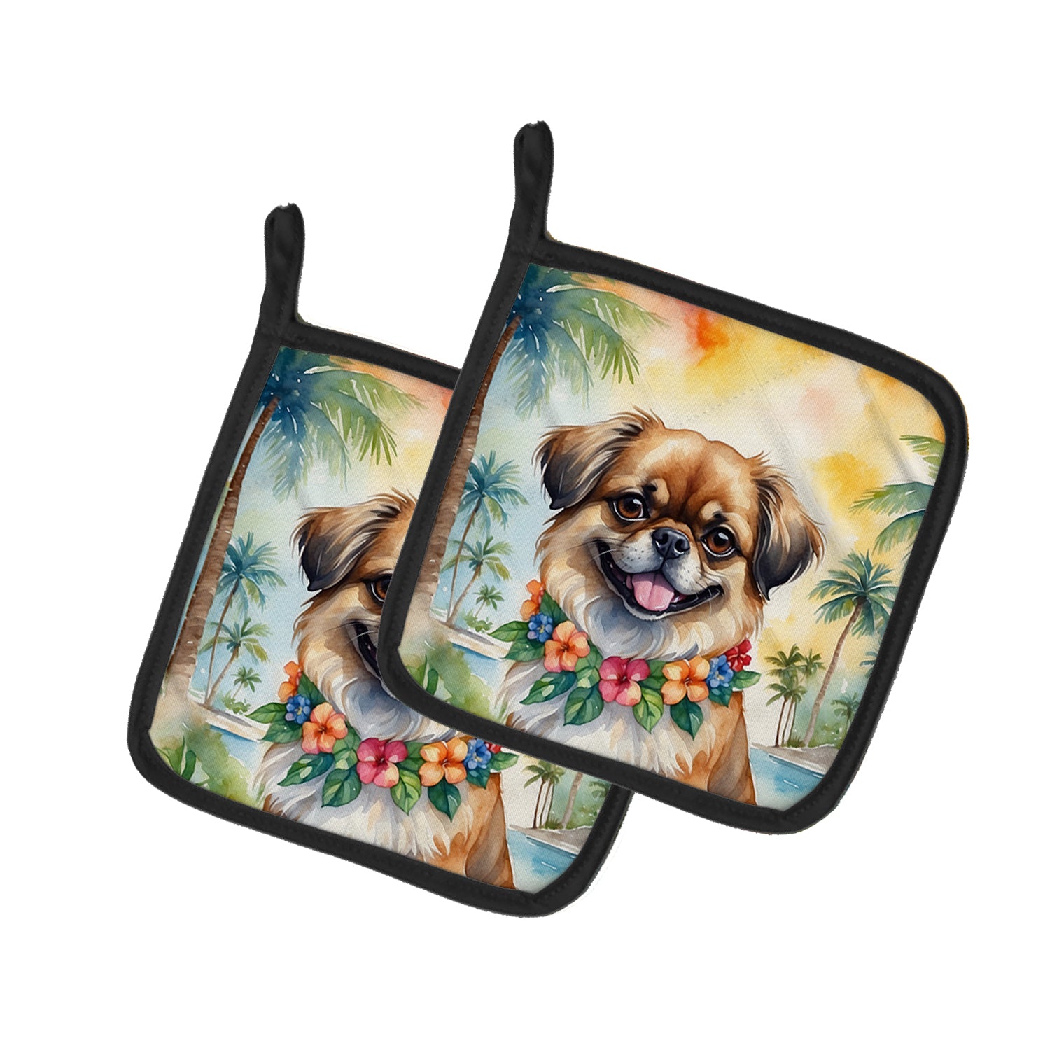 Buy this Tibetan Spaniel Luau Pair of Pot Holders