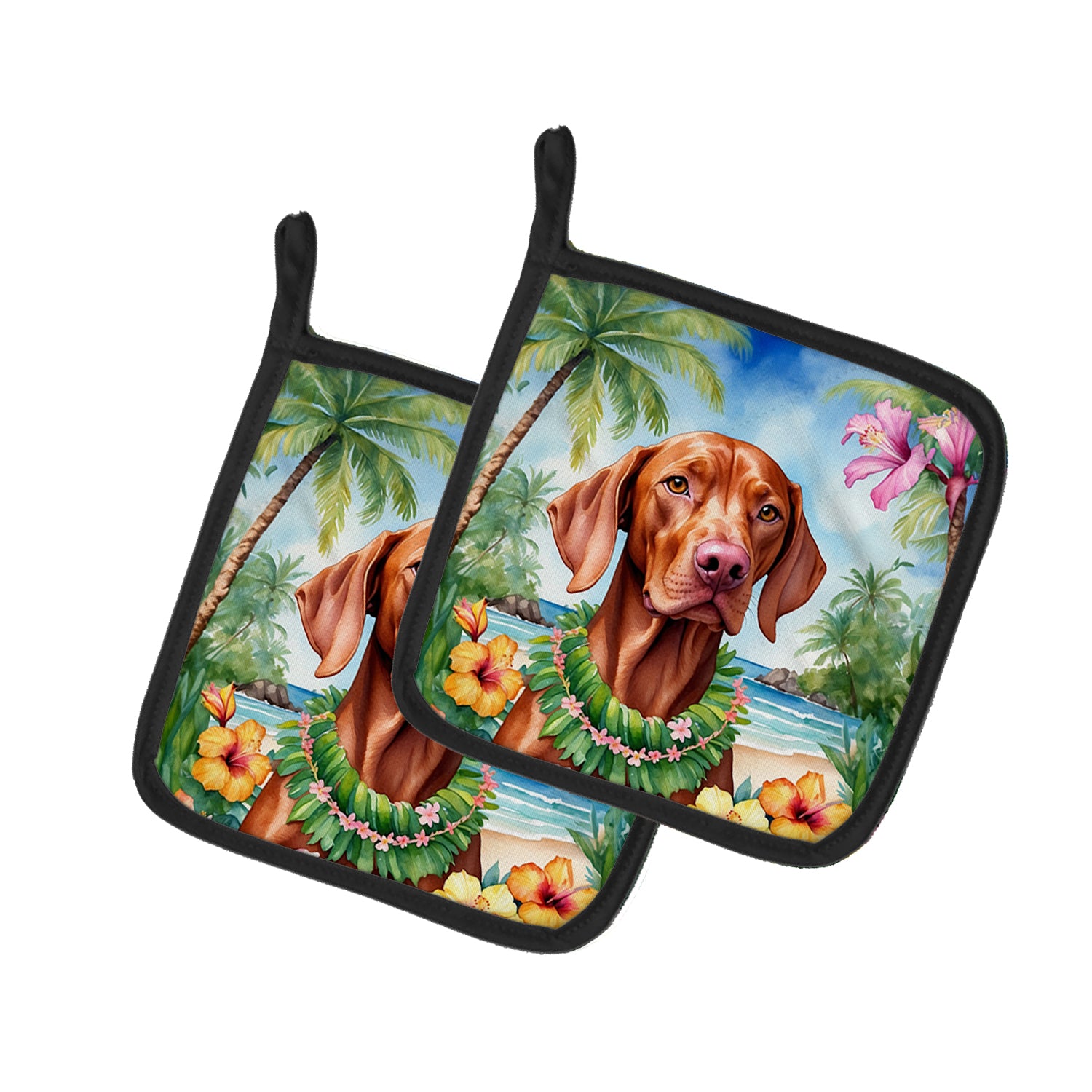 Buy this Vizsla Luau Pair of Pot Holders