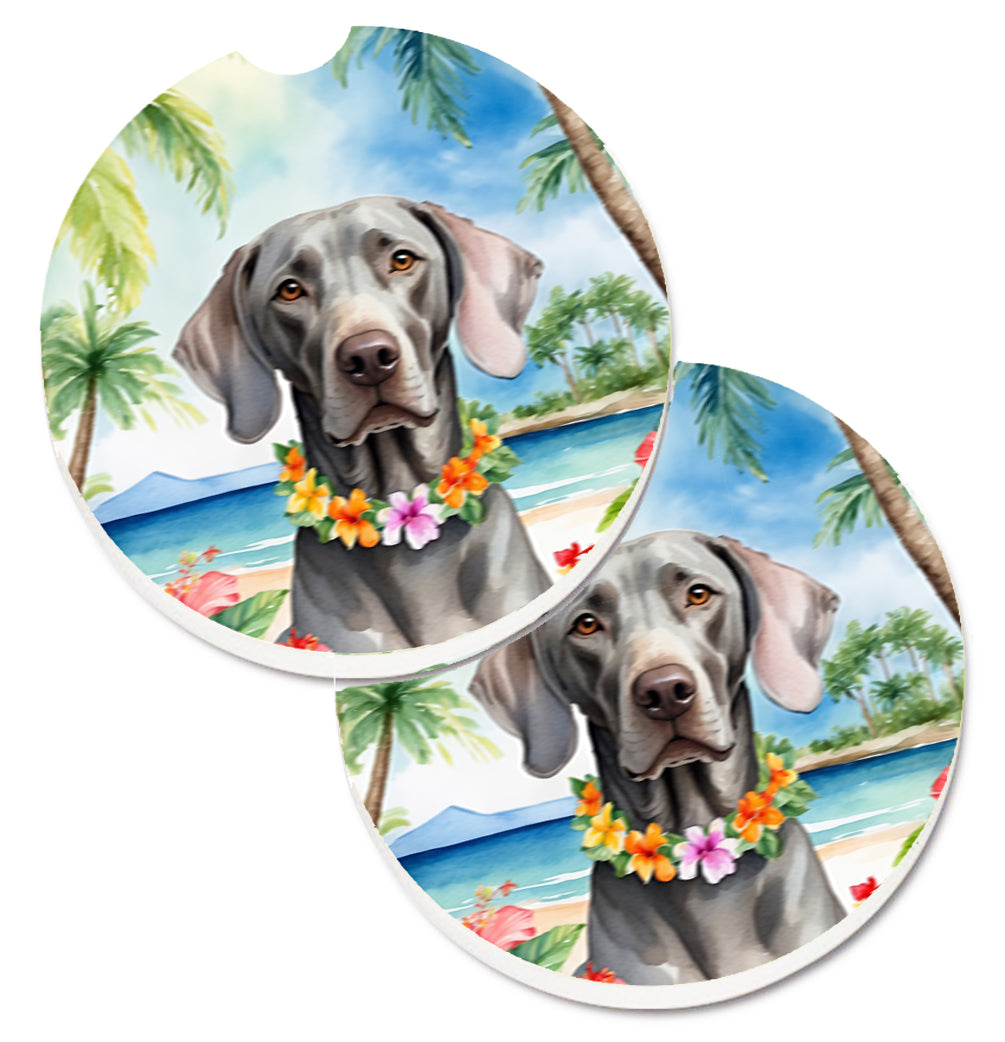 Buy this Weimaraner Luau Set of 2 Cup Holder Car Coasters