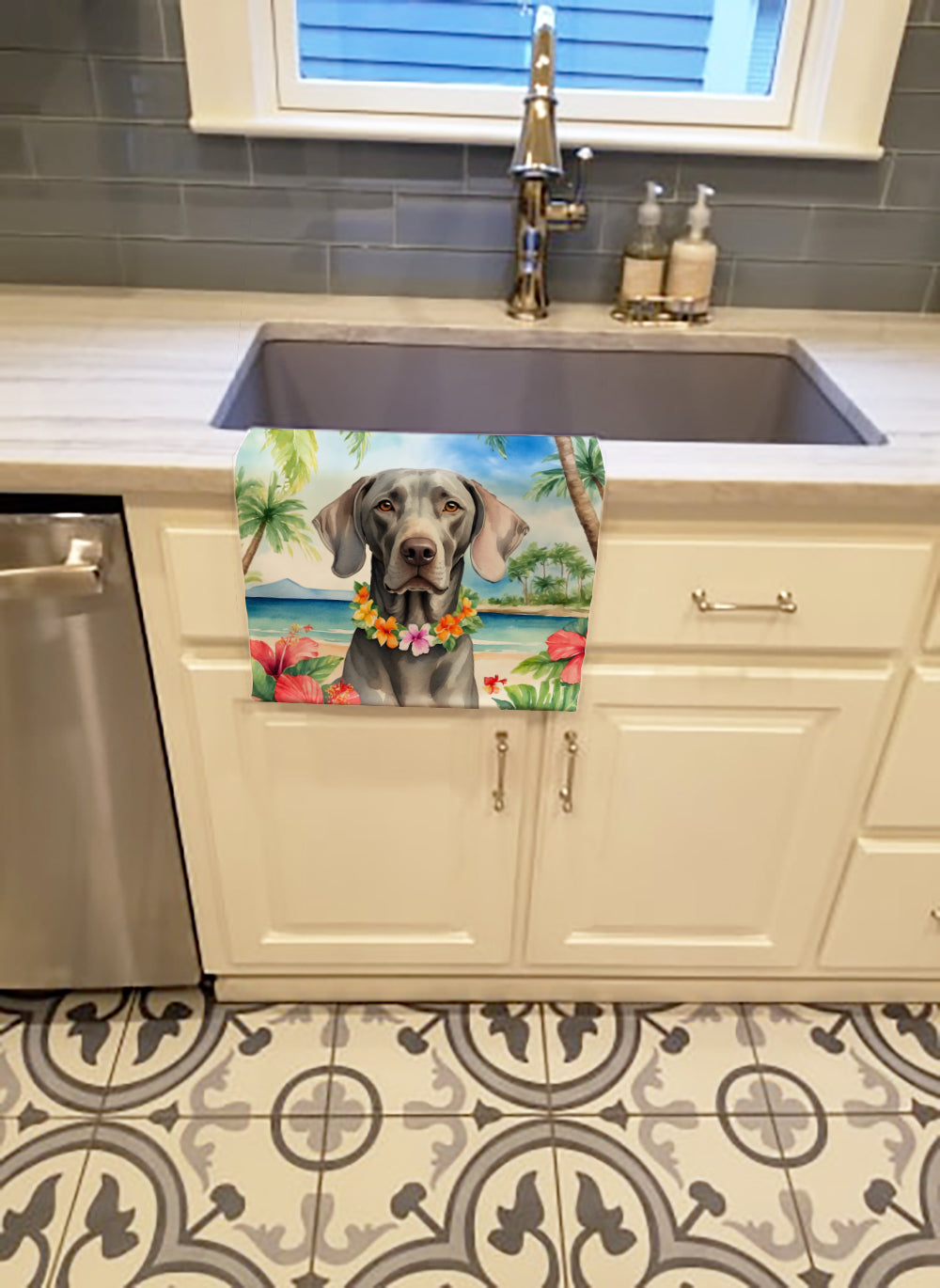 Buy this Weimaraner Luau Kitchen Towel