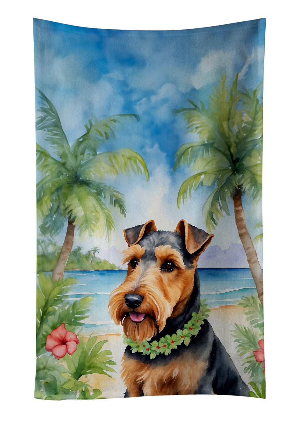 Buy this Welsh Terrier Luau Kitchen Towel