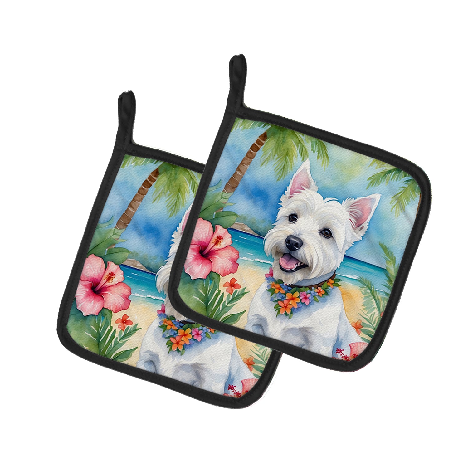 Buy this Westie Luau Pair of Pot Holders